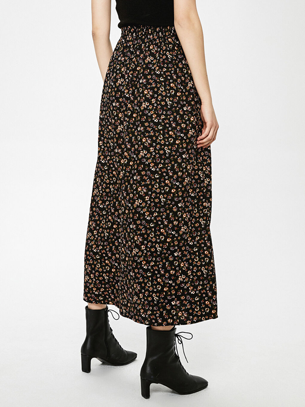 Elastic Waist Floral Printed Belmando Fabric Woman Skirt-4