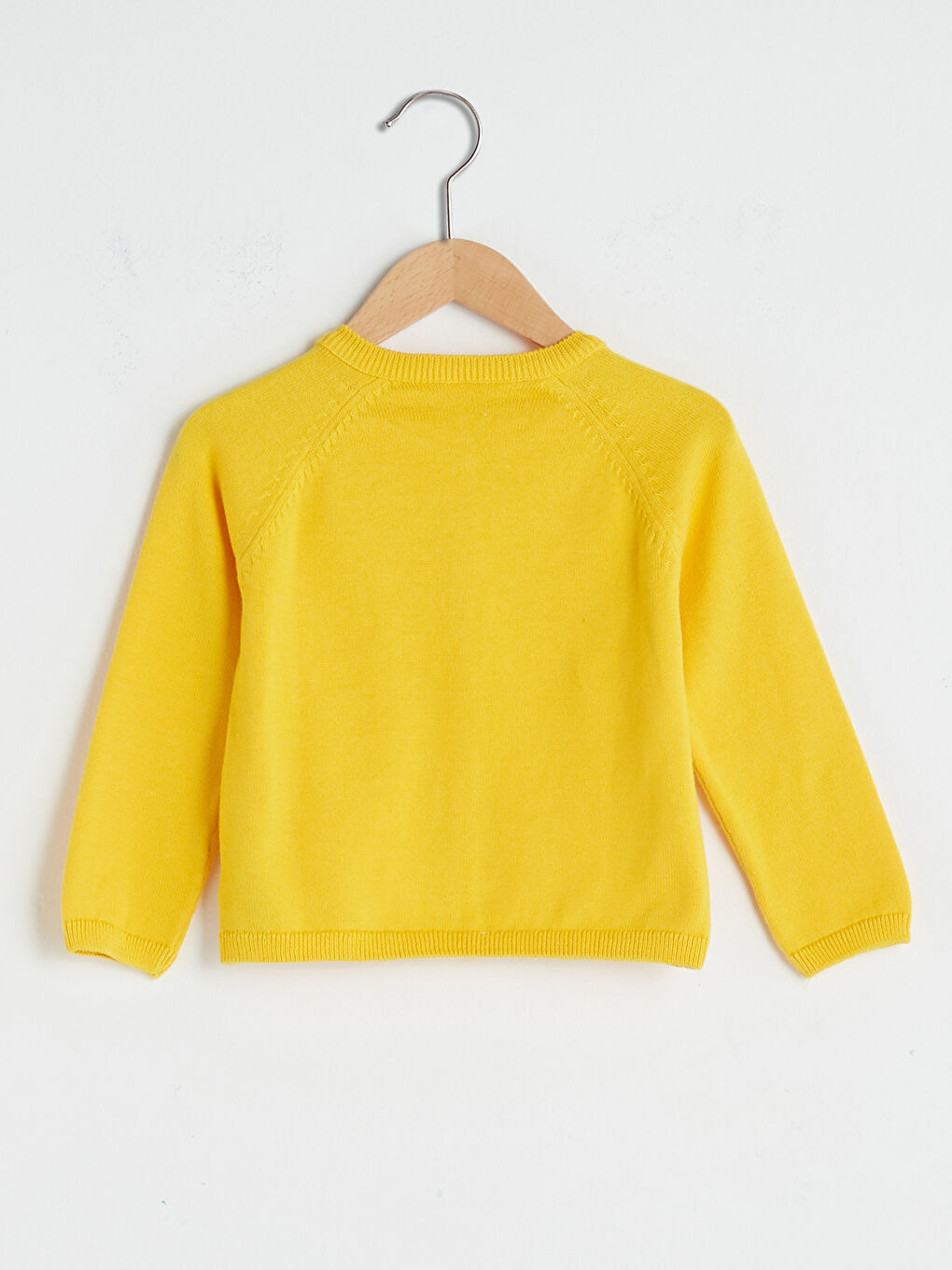 Sarı Bisiklet Yaka Uzun Kollu Kız Bebek Triko Hırka-1