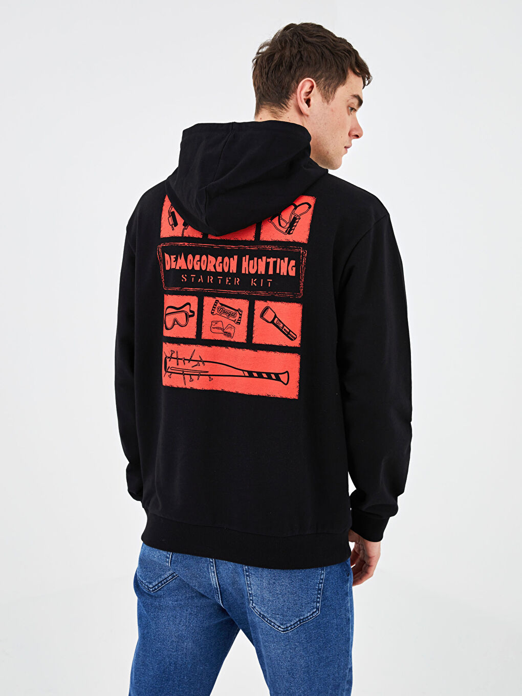 Sweat-shirt à capuche imprimé Stranger Things pour Hommes à manches longues-5