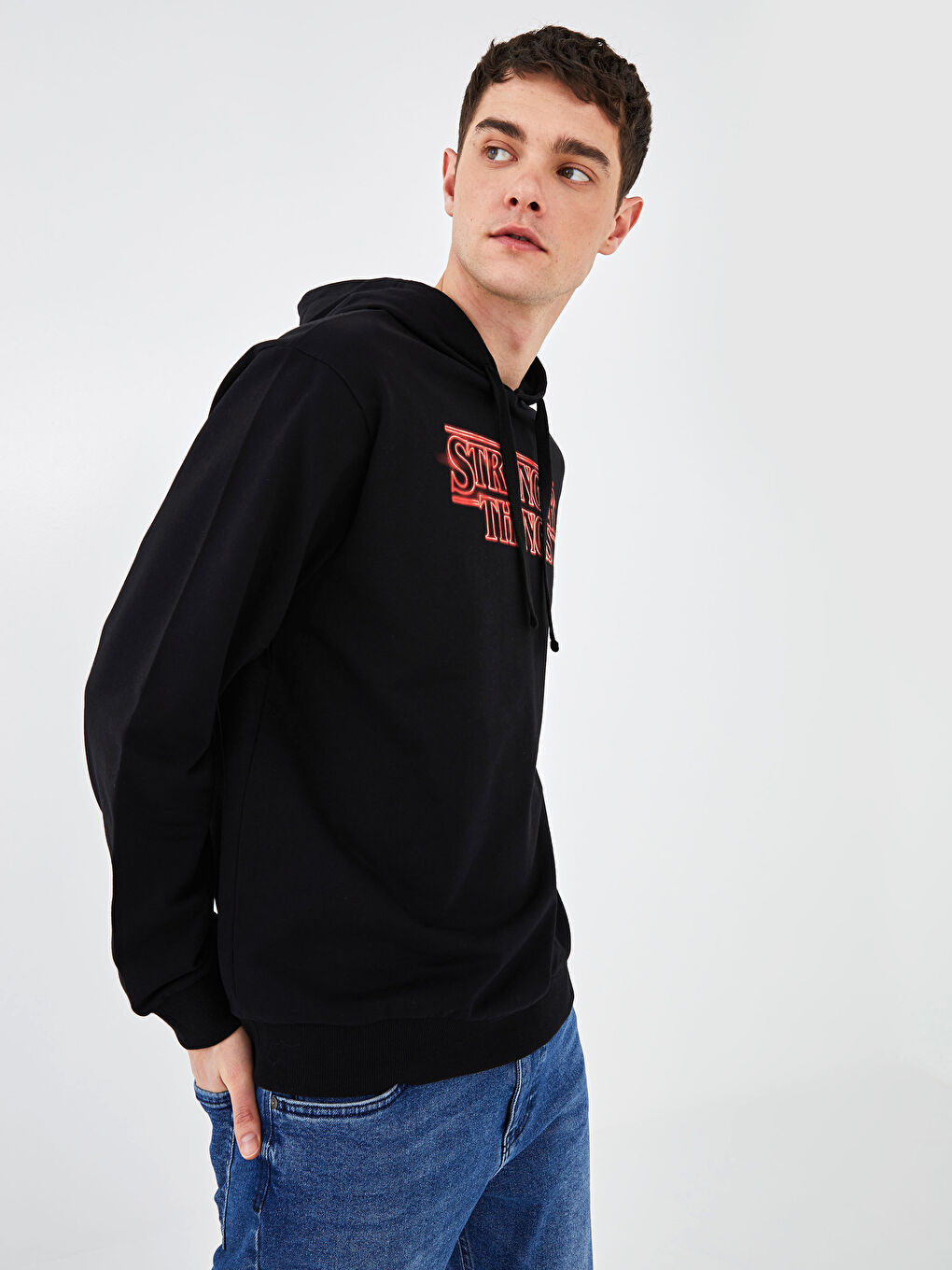 Sweat-shirt à capuche imprimé Stranger Things pour Hommes à manches longues-1