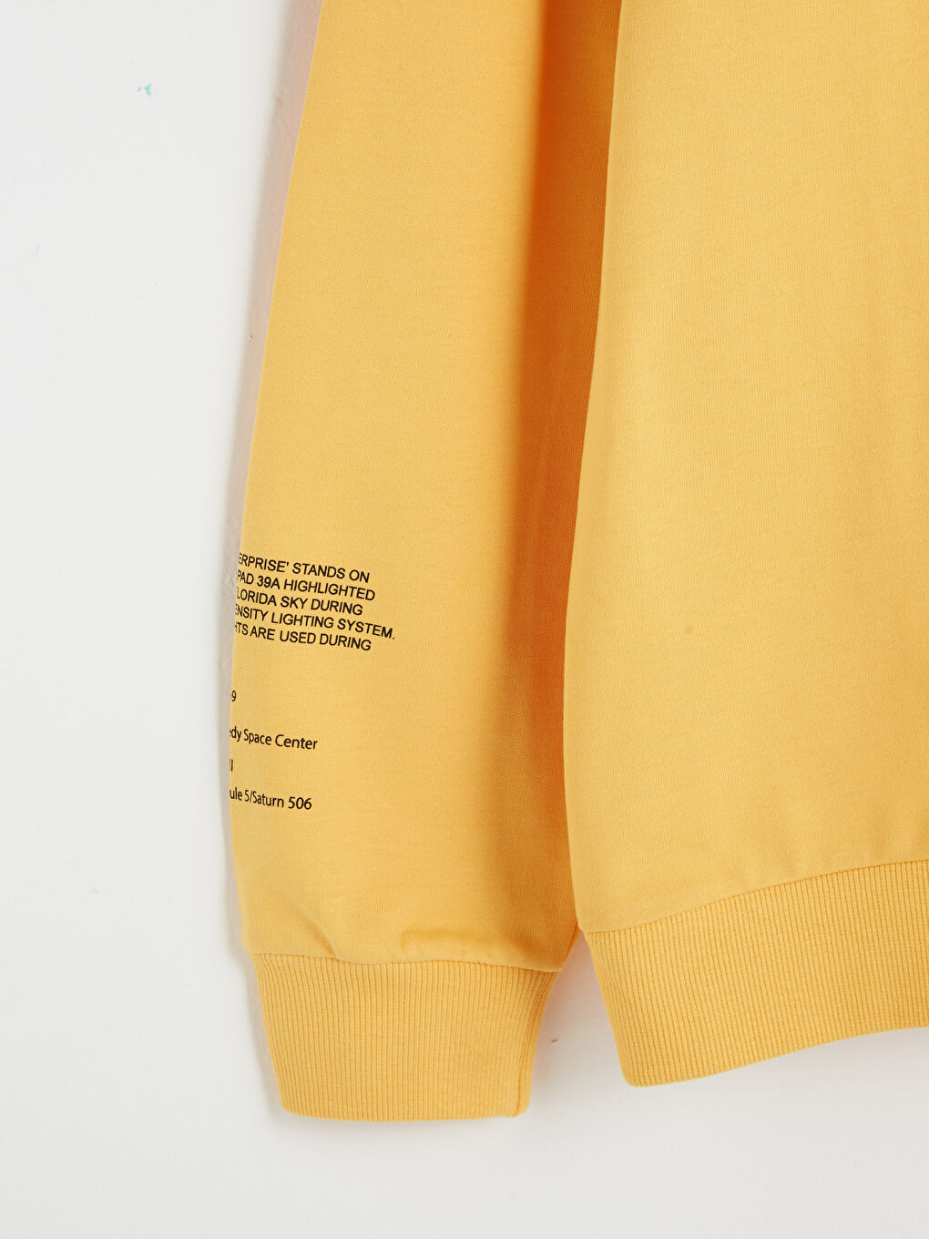 Sarı Uzun Kollu Nasa Baskılı Erkek Hoodie-10