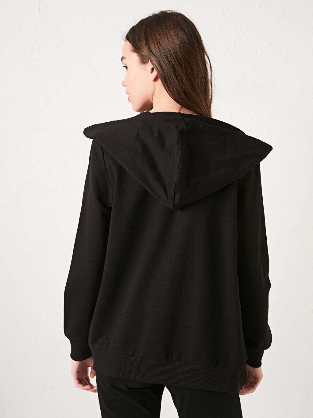 Hooded Collar Long Sleeve Zippered Women's Cardigan-3