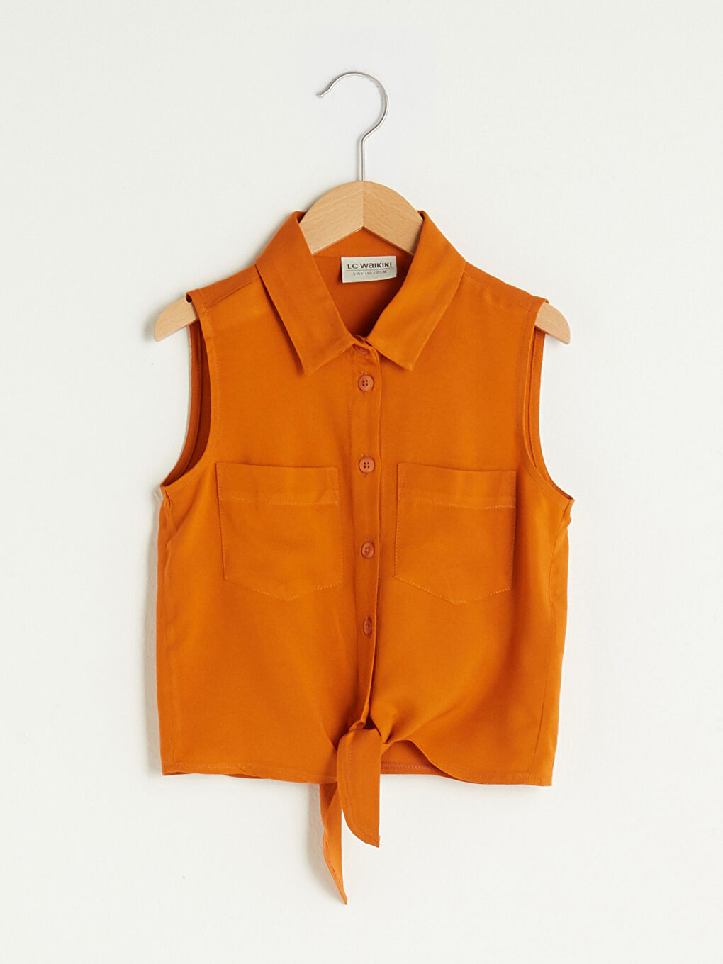 قميص بنت بسيط بتفاصيل رباط فيسكوز