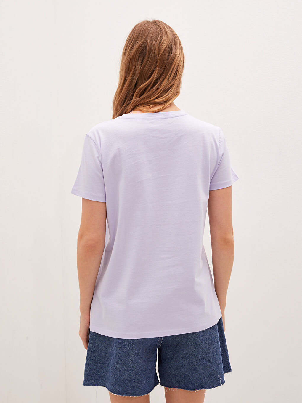 Crew Neck Printed Short Sleeve Cotton Women's T-shirt-4