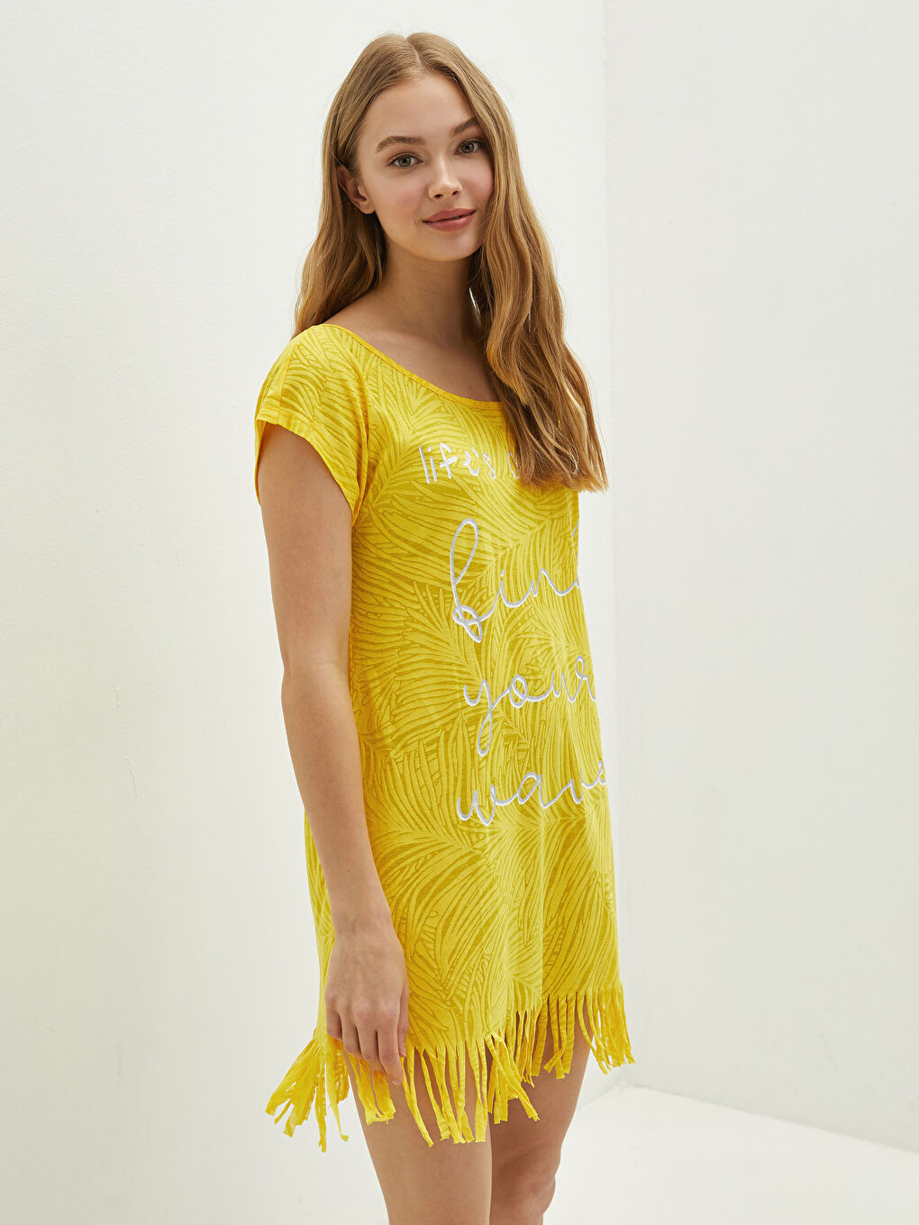 Slash Neck Women's Beach Dress-1