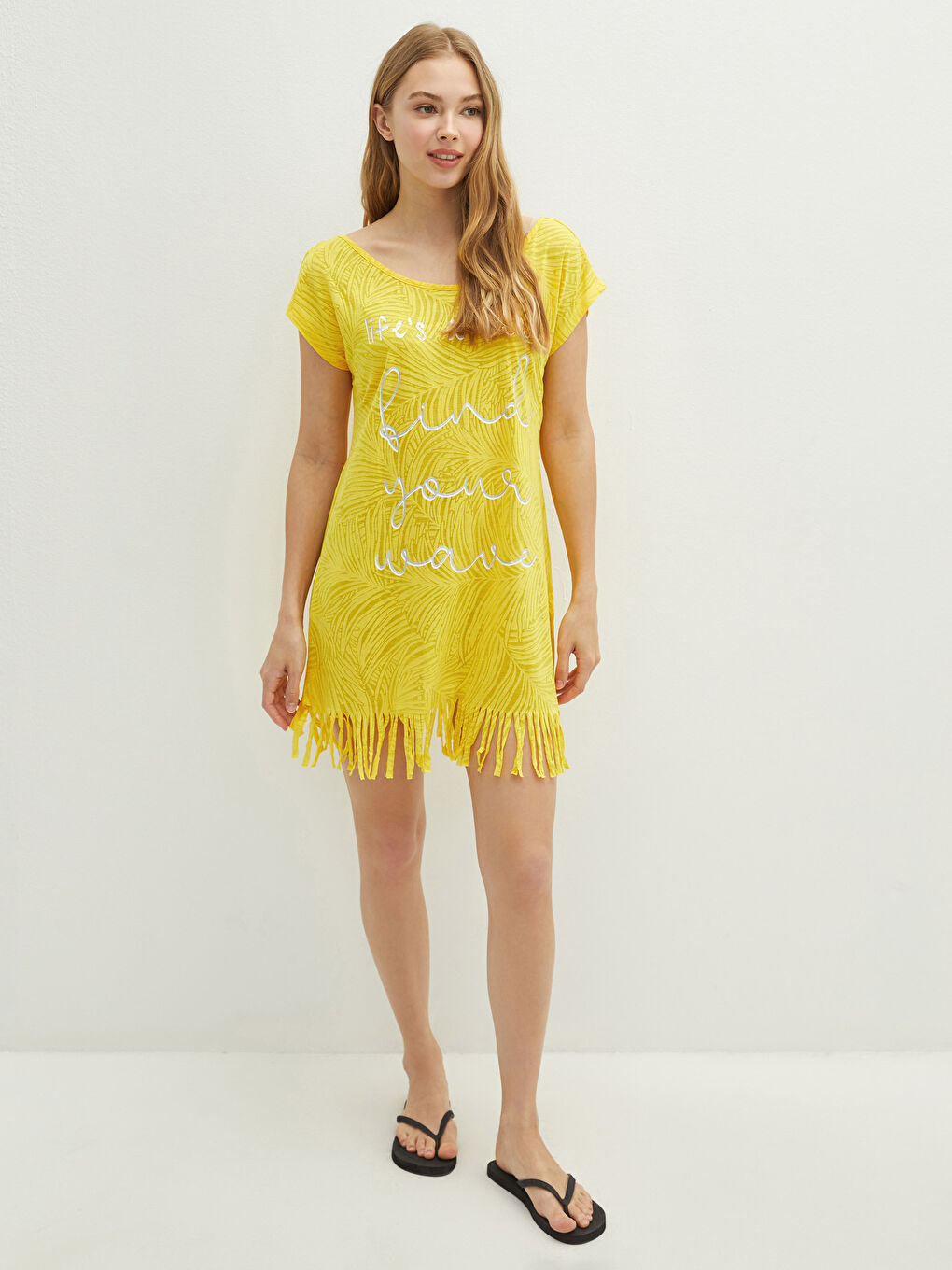 Slash Neck Women's Beach Dress-3