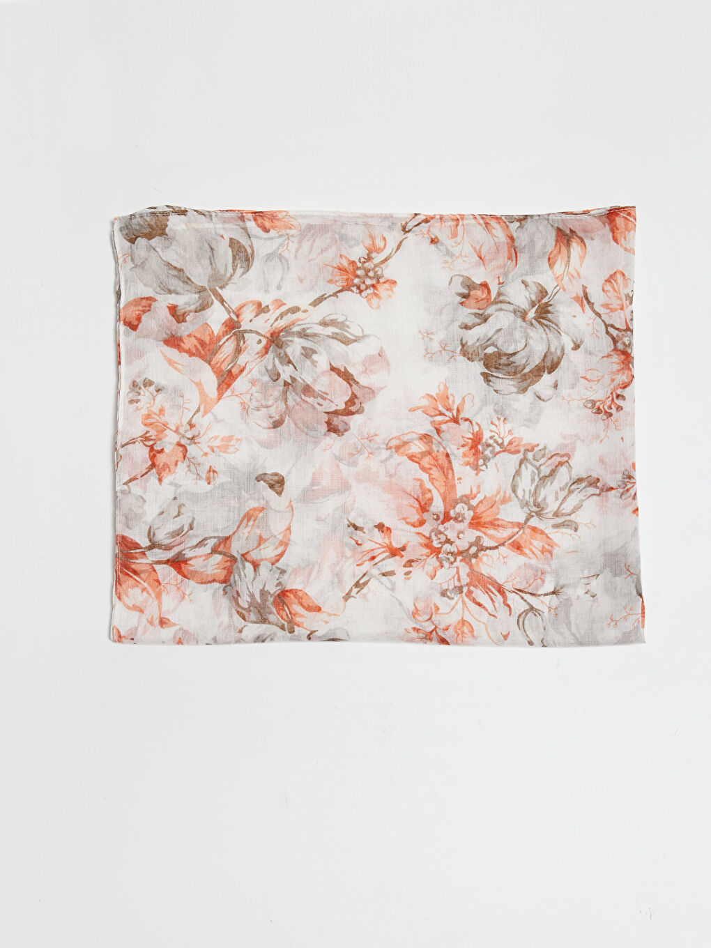 Beyaz Çiçek Desenli Şal-4