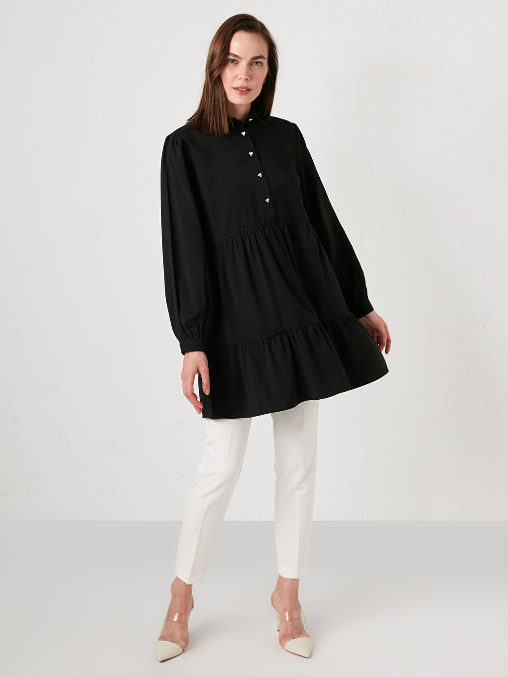 تونيك قميص نسائي بأكمام طويلة وتفاصيل كشكش-2