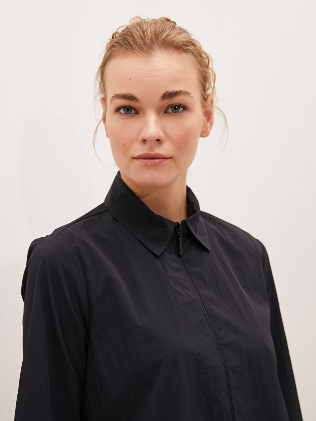 Tunique Chemise Unie à Manches Longues pour Femmes-6