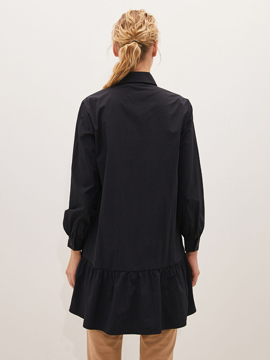 Tunique Chemise Unie à Manches Longues pour Femmes-7