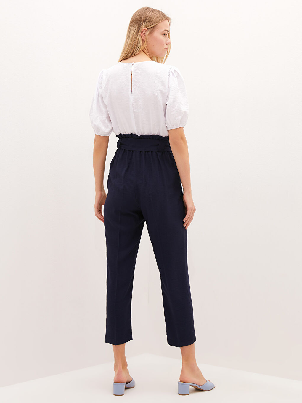 Elastic Waist High Waist Women's Trousers-1