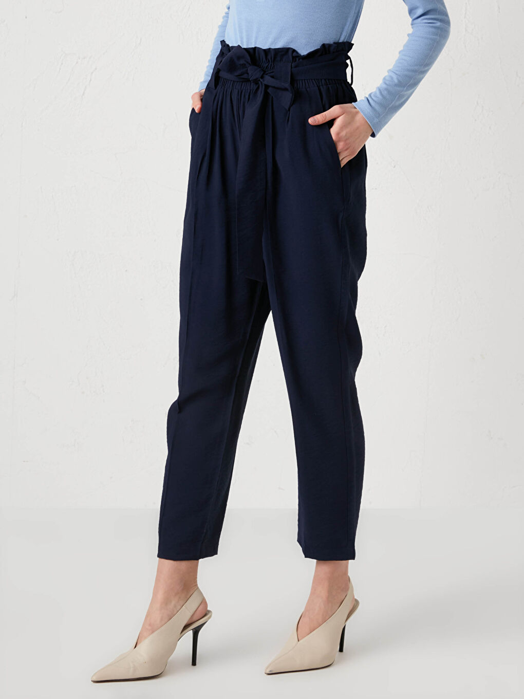 Elastic Waist High Waist Women's Trousers-2