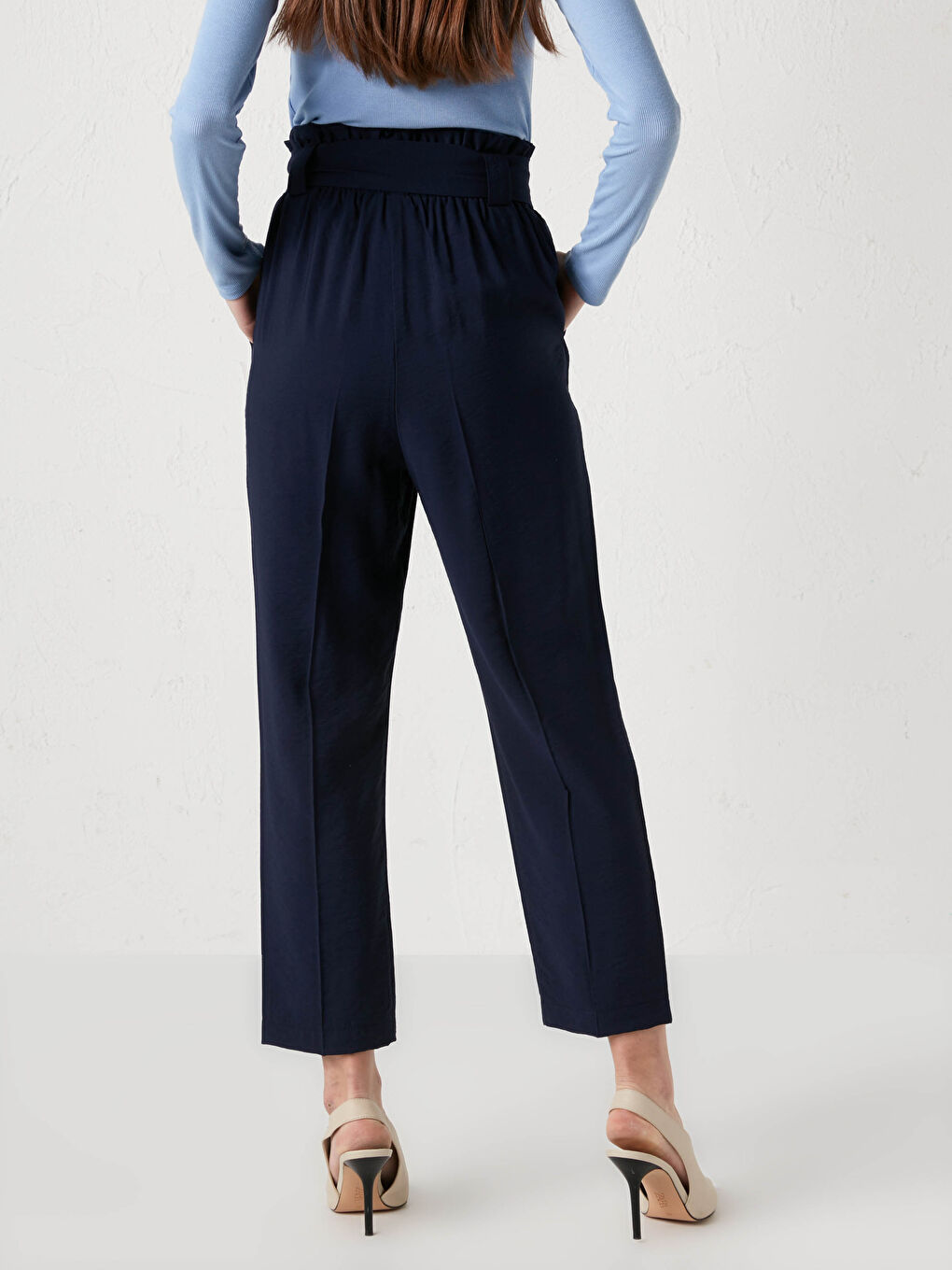 Elastic Waist High Waist Women's Trousers-3