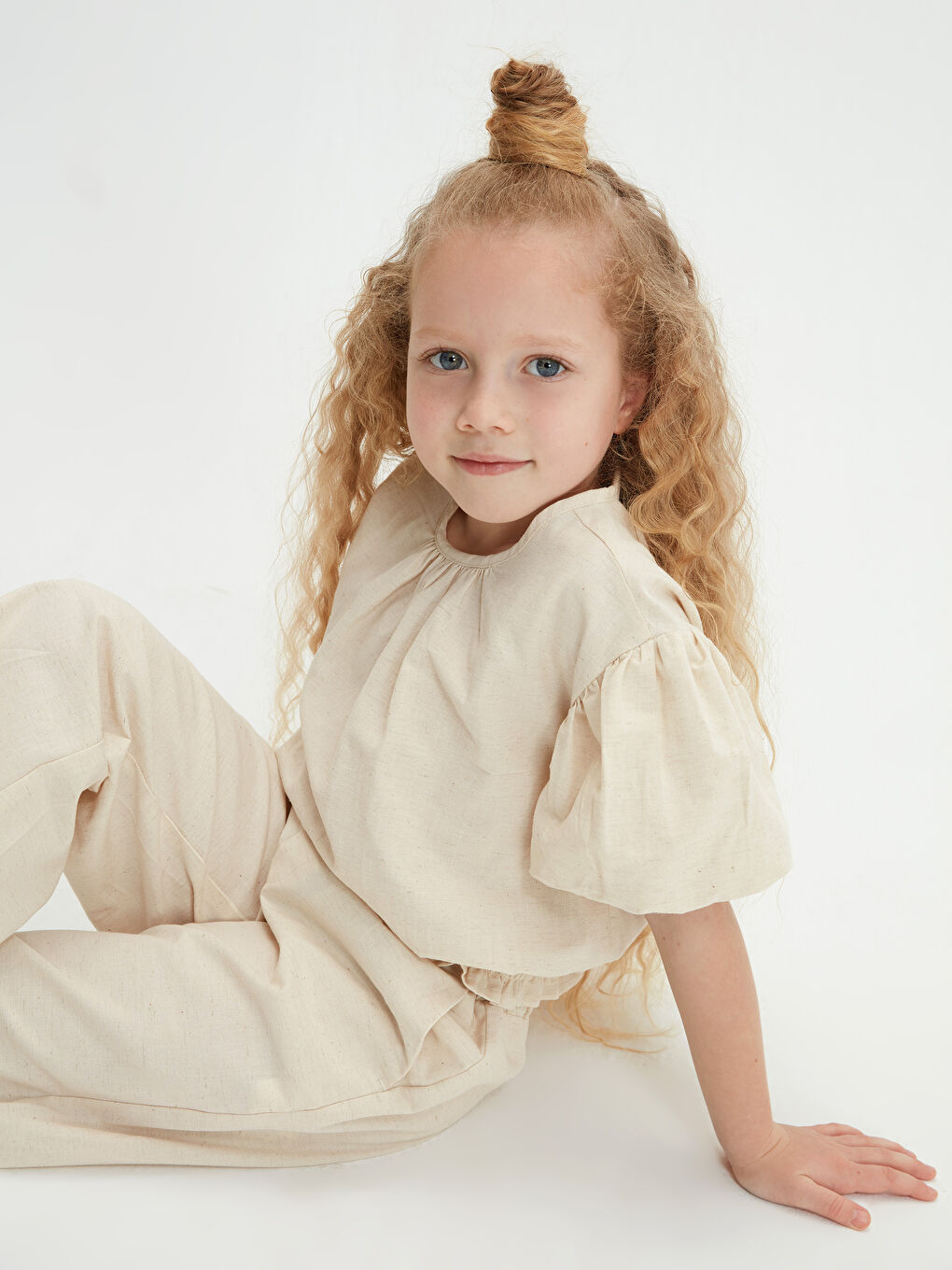 Crew Neck Short Sleeve Girls' Blouse -S1EP40Z4-FWM