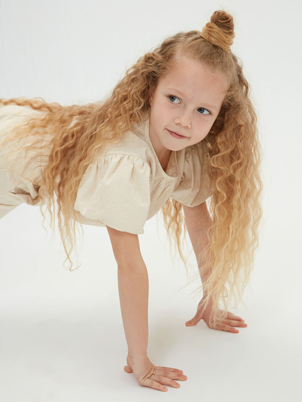 Crew Neck Short Sleeve Girls' Blouse -S1EP40Z4-FWM
