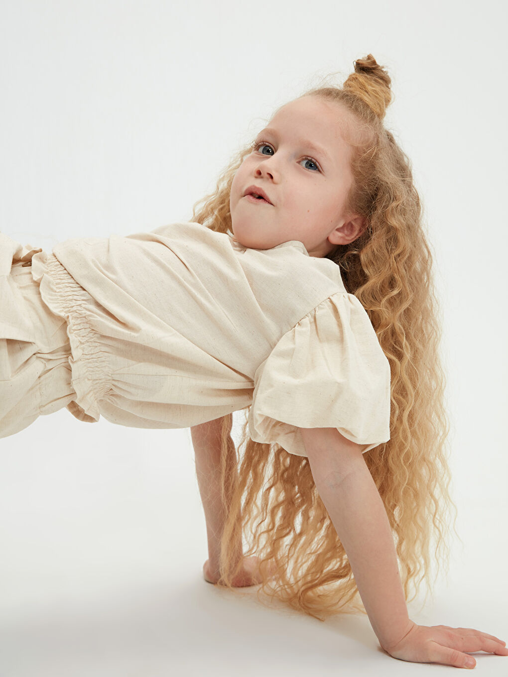 Crew Neck Short Sleeve Girls' Blouse -S1EP40Z4-FWM