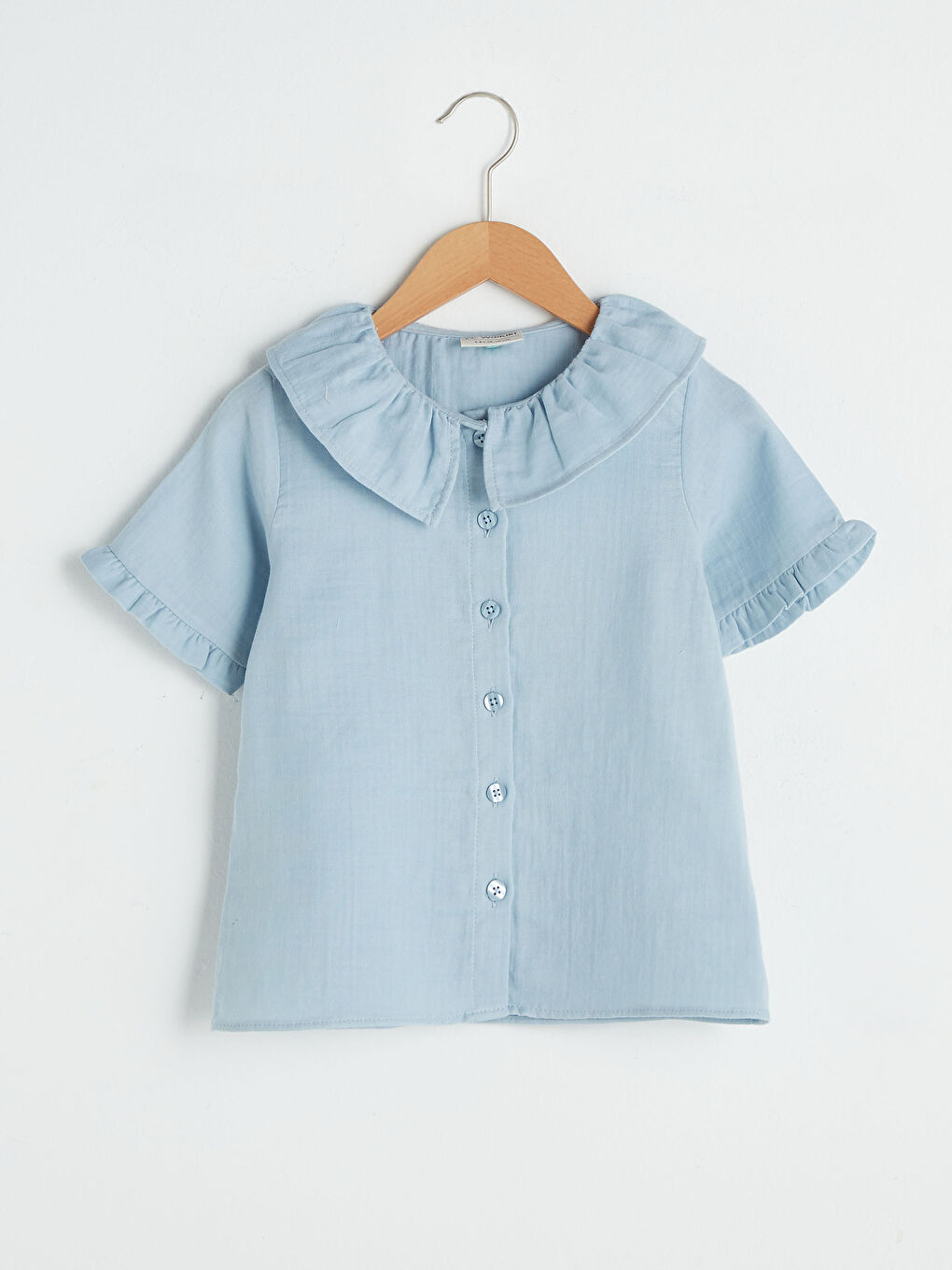 Baby Collar Short Sleeve Cotton Girl Shirt