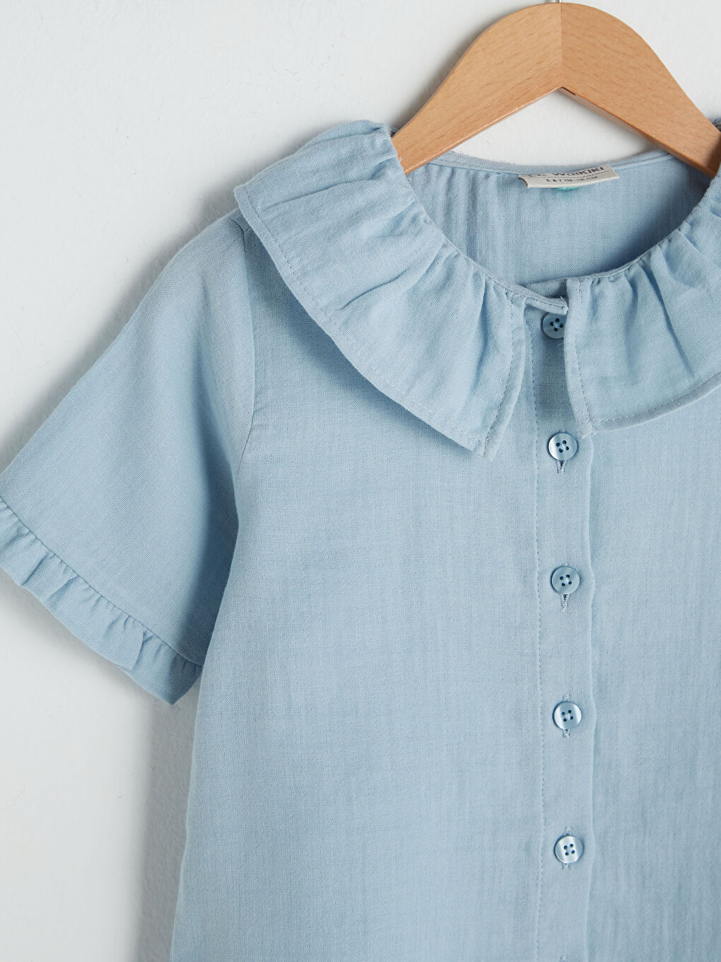 Baby Collar Short Sleeve Cotton Girl Shirt-1