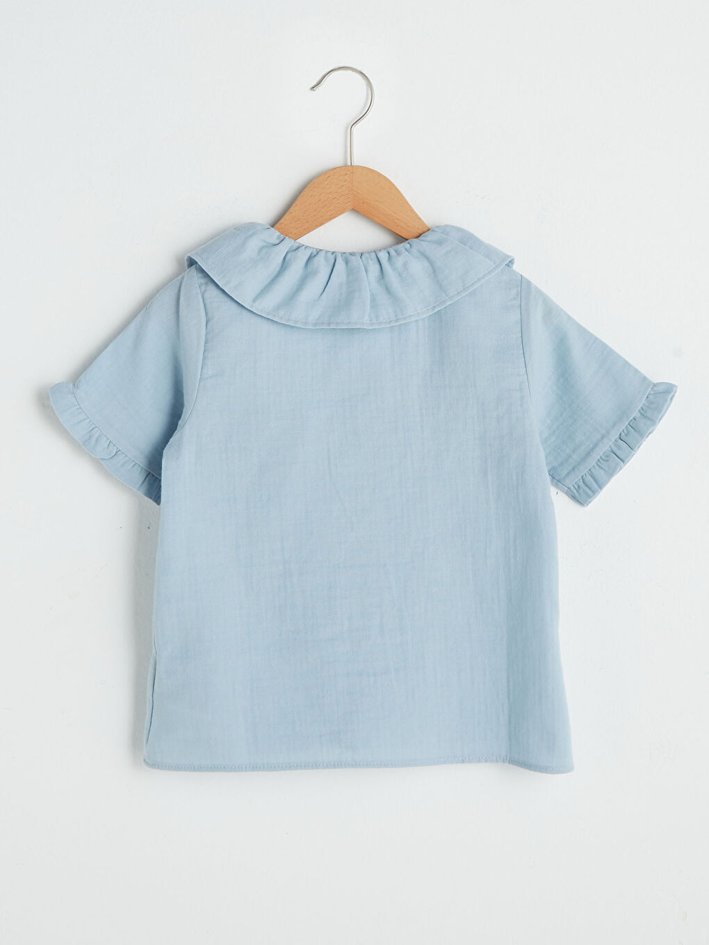 Baby Collar Short Sleeve Cotton Girl Shirt-2