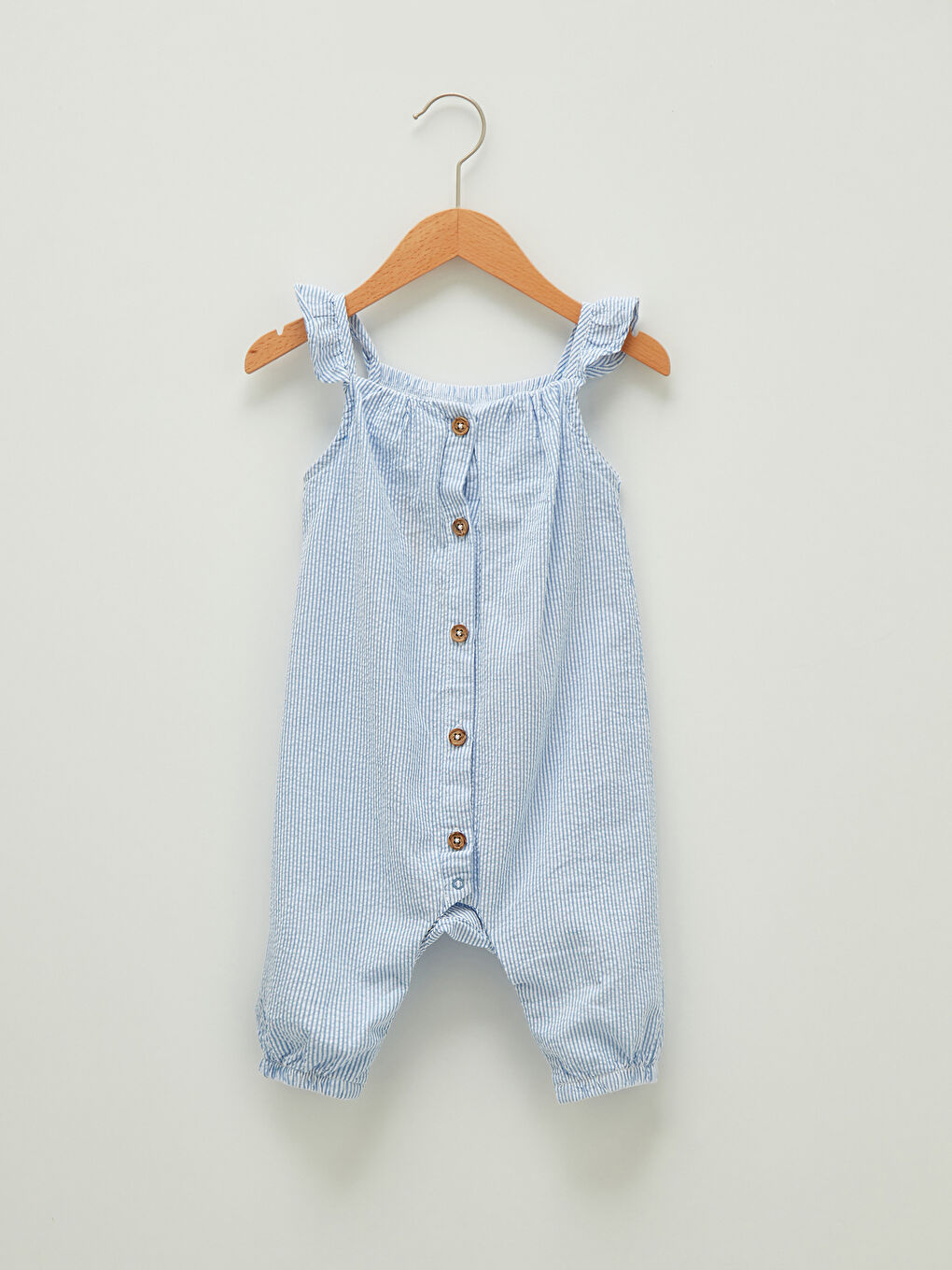 LCW baby Gestreifter Baumwoll-Baby-Mädchen-Jumpsuit mit quadratischem Ausschnitt und Trägern -S1EP70Z1-LEH