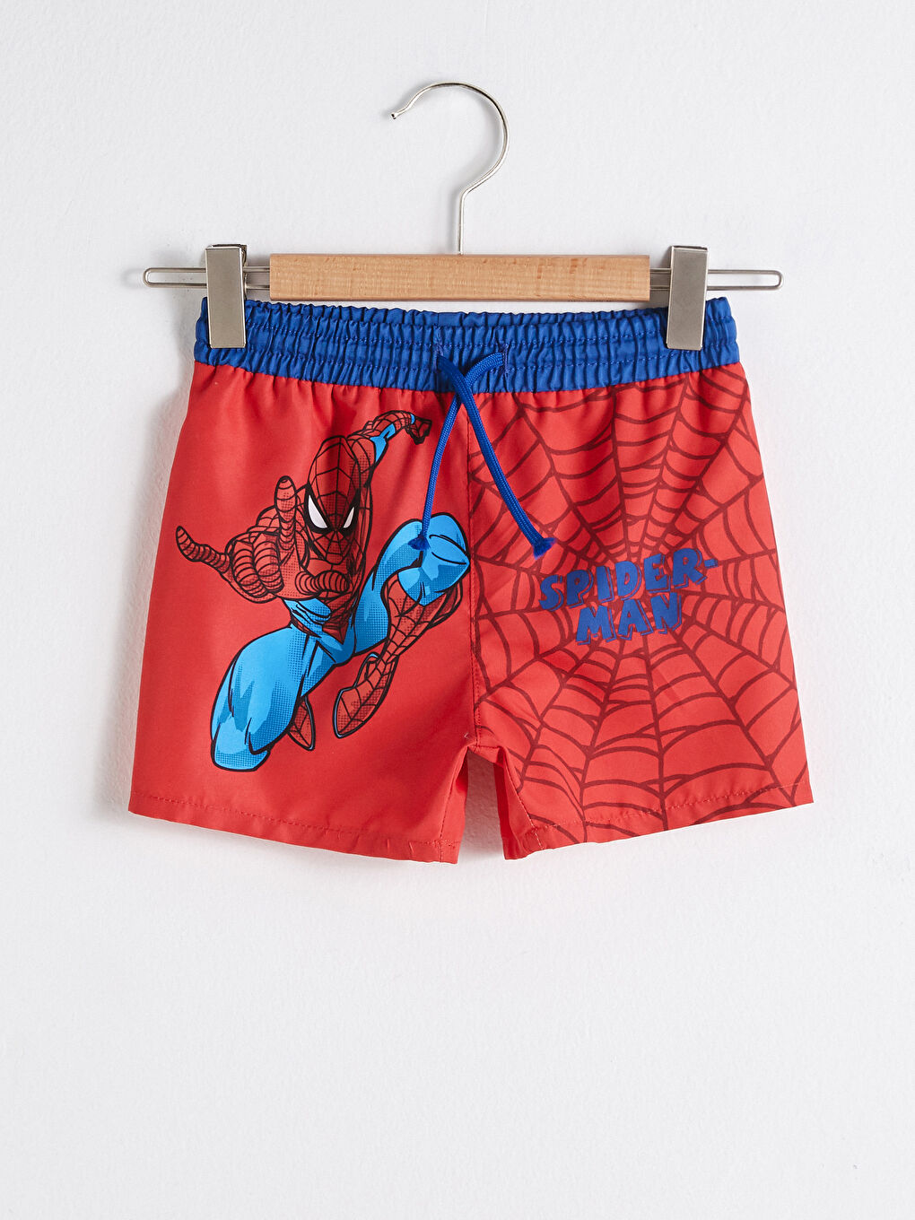 LCW baby Kirmizi Erkek Bebek Spiderman Baskılı Deniz Şortu