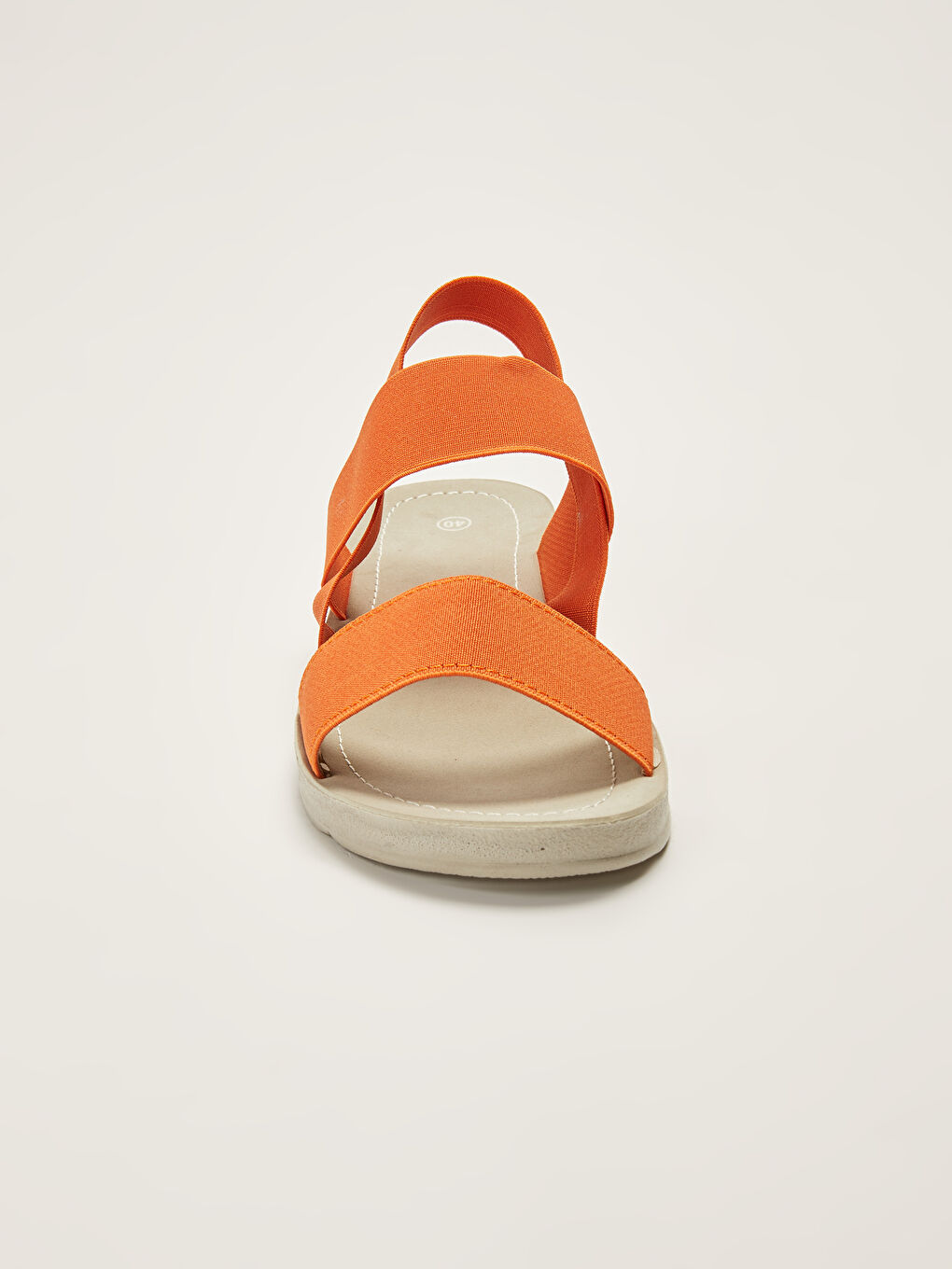 Turuncu Lastikli Çit Bantlı Kadın Sandalet-2