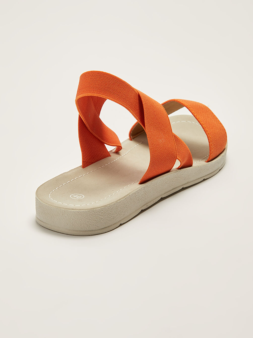 Turuncu Lastikli Çit Bantlı Kadın Sandalet-3