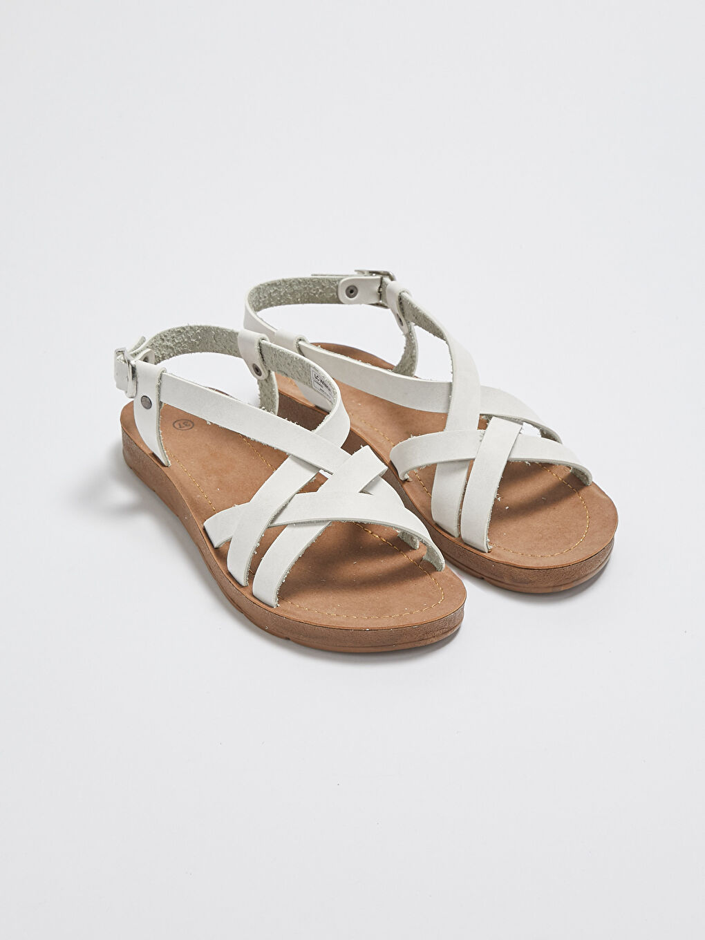 Сандали с кръстосани ленти от изкуствена кожа за жени