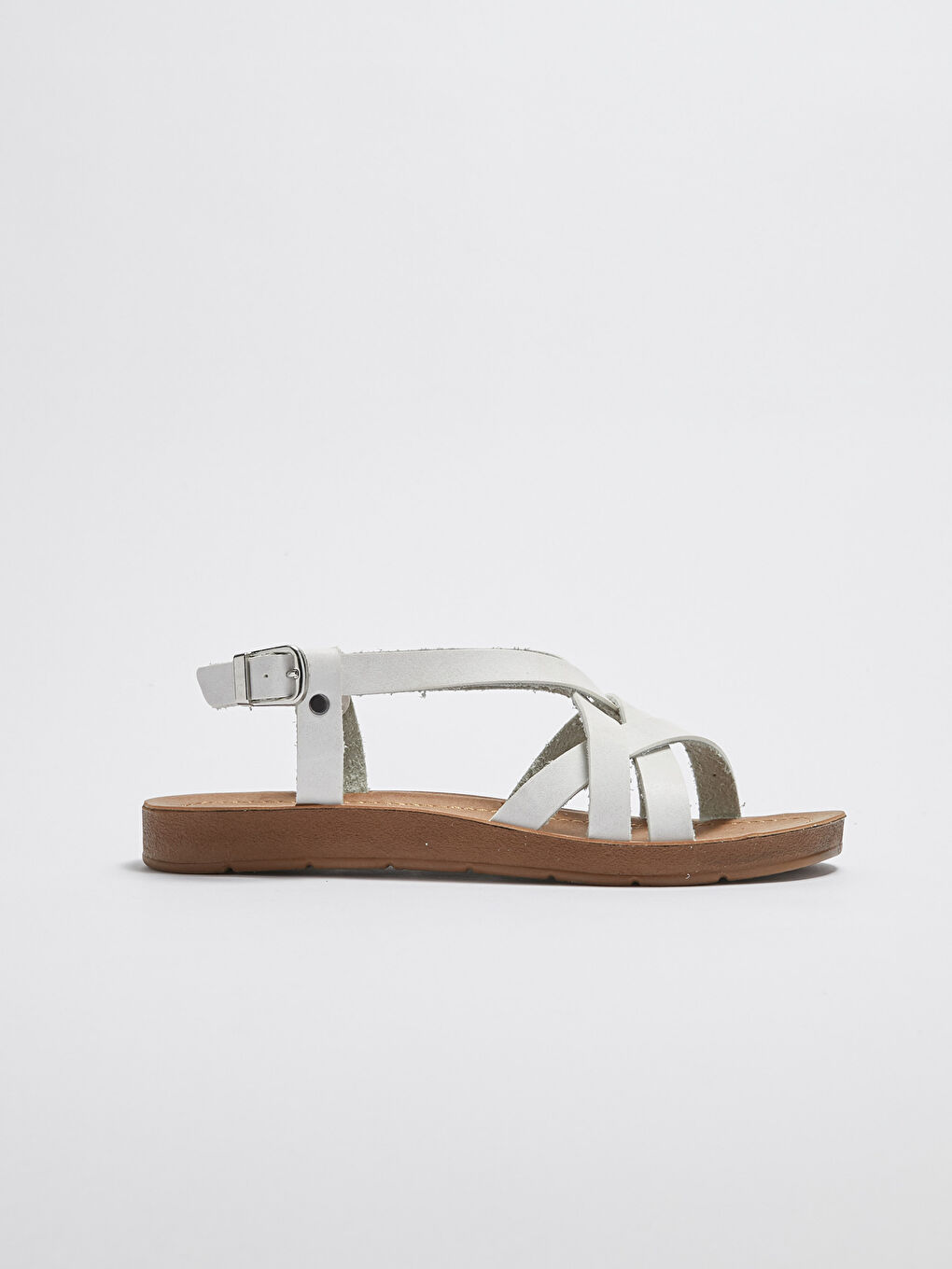 Сандали с кръстосани ленти от изкуствена кожа за жени-1