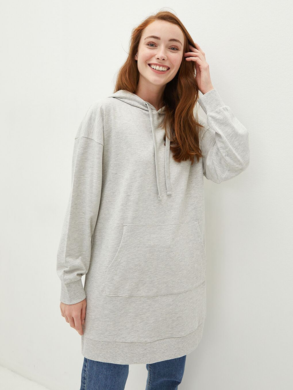 Hooded Collar Straight Long Sleeve Women's Sweatshirt Tunic -S1ER57Z8-F8Y