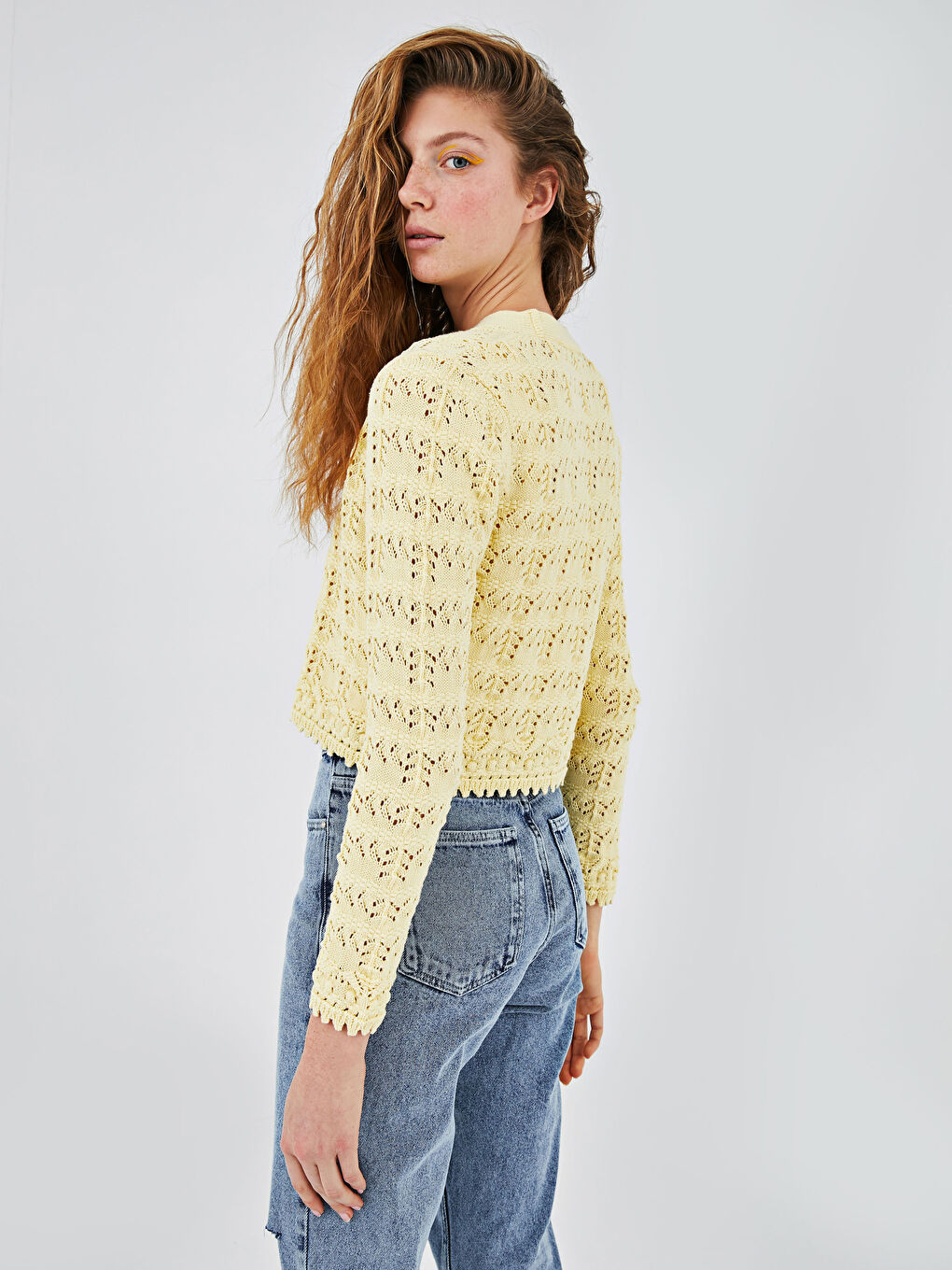 V Neck Patterned Women's Knitwear Cardigan-4