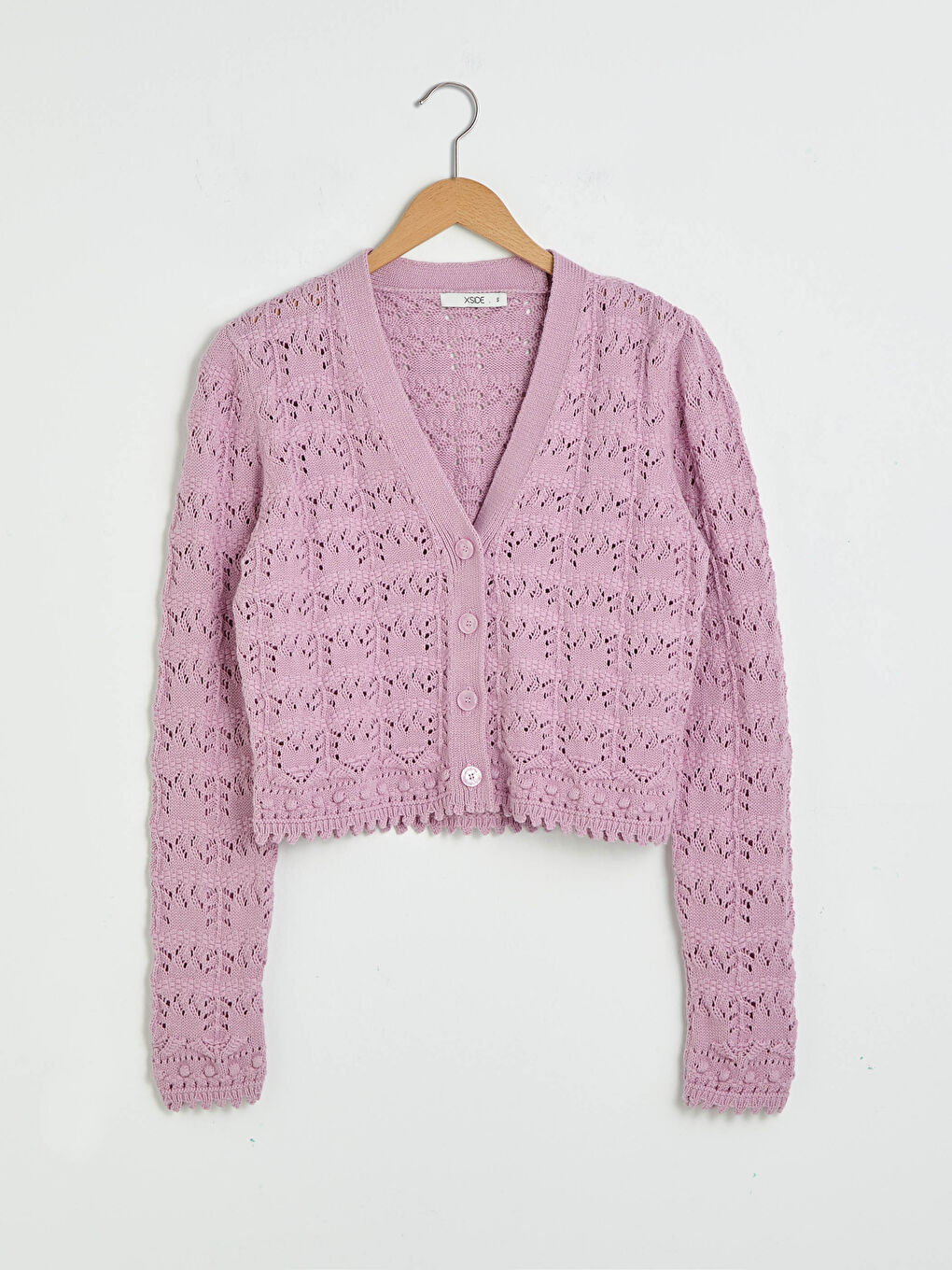 V Neck Patterned Women's Knitwear Cardigan-6
