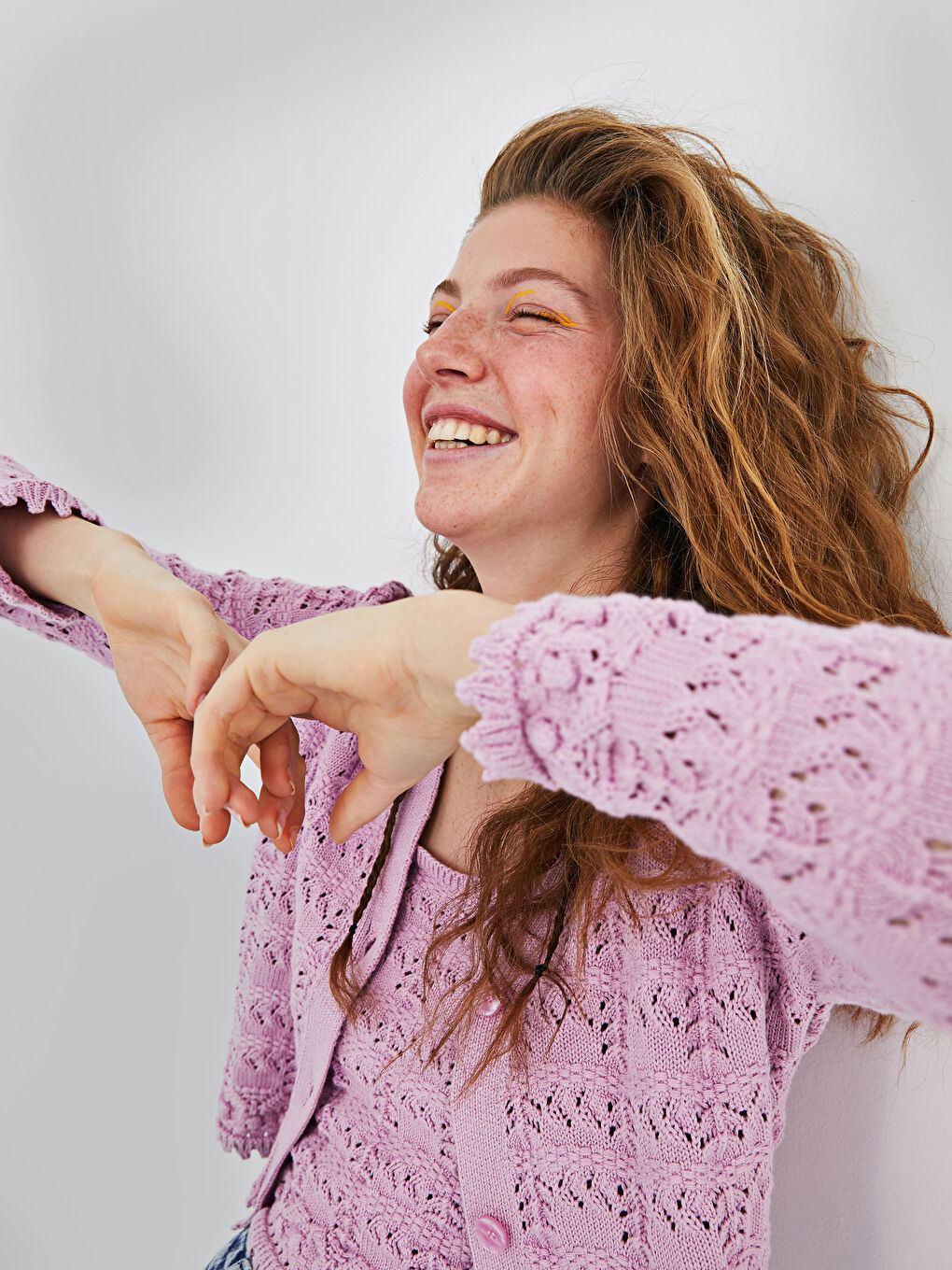 V Neck Patterned Women's Knitwear Cardigan-1