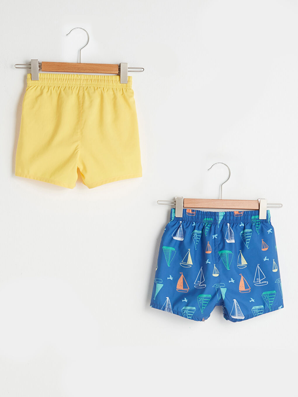 Elastic Waist Printed Baby Boy Fishnet Detailed Sea Shorts 2 Pack -S1ES27Z1-FPR