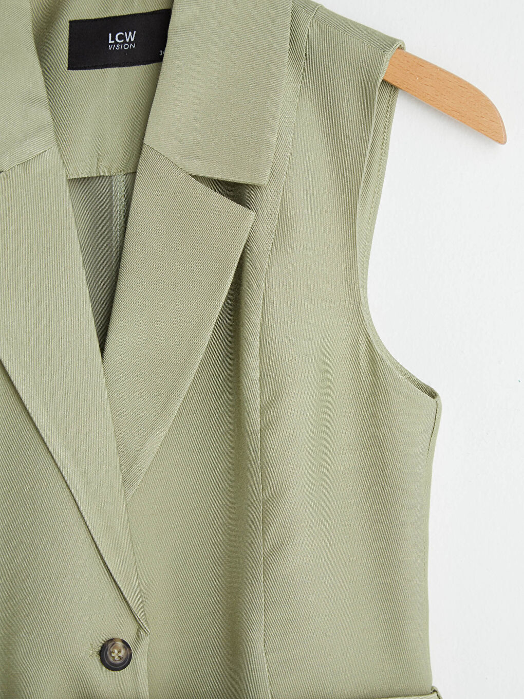 Women's Jacket Collar Straight Belt Detailed Sleeveless Vest-20