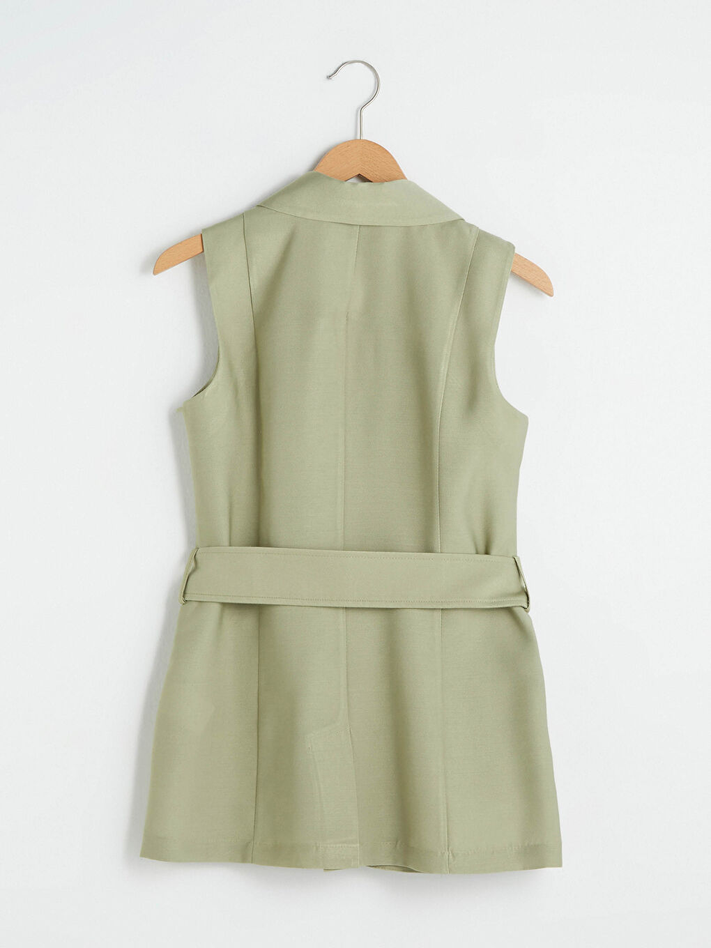 Women's Jacket Collar Straight Belt Detailed Sleeveless Vest-12