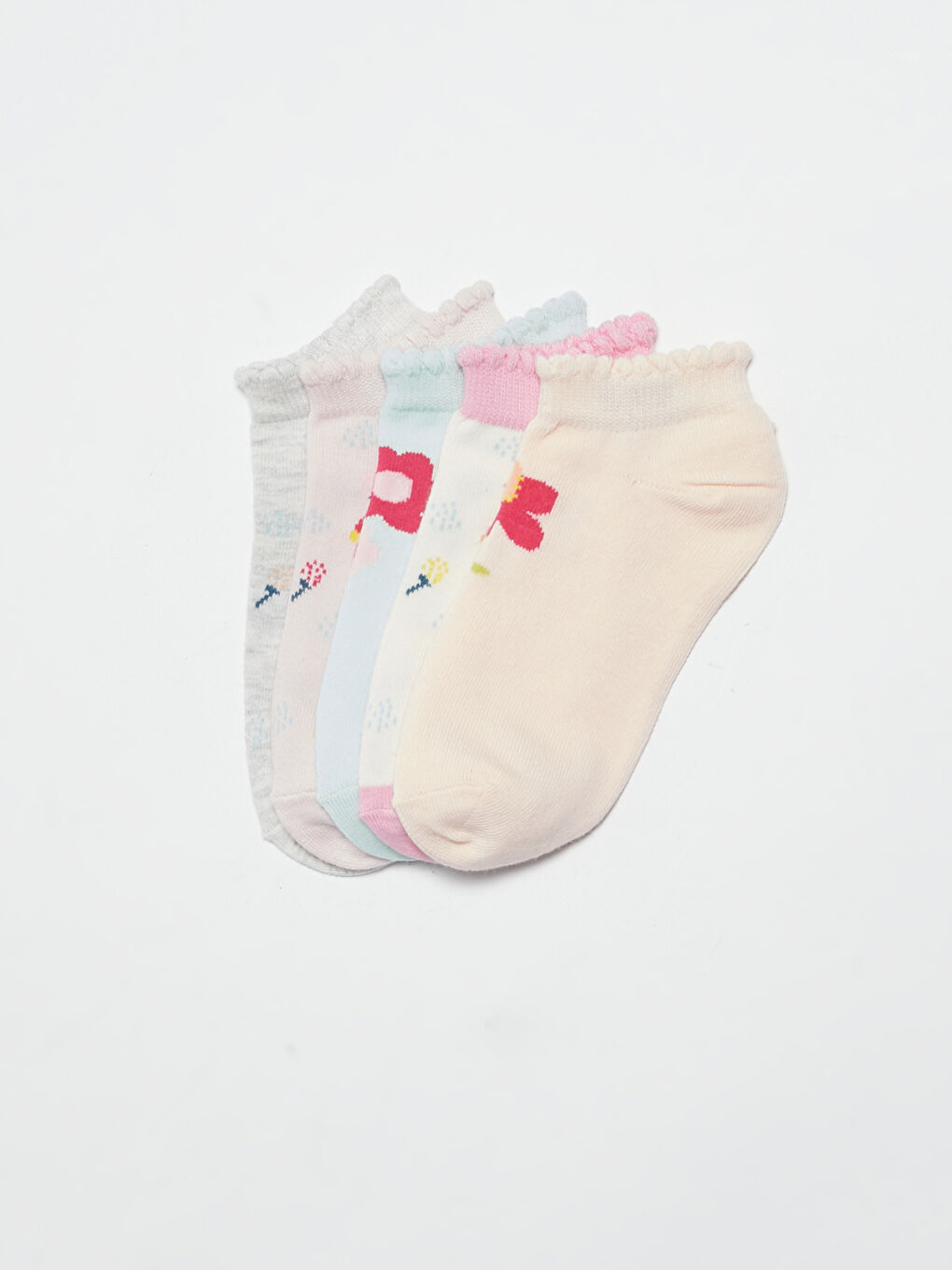 Patterned Girls' Trainer Socks 5 Pack