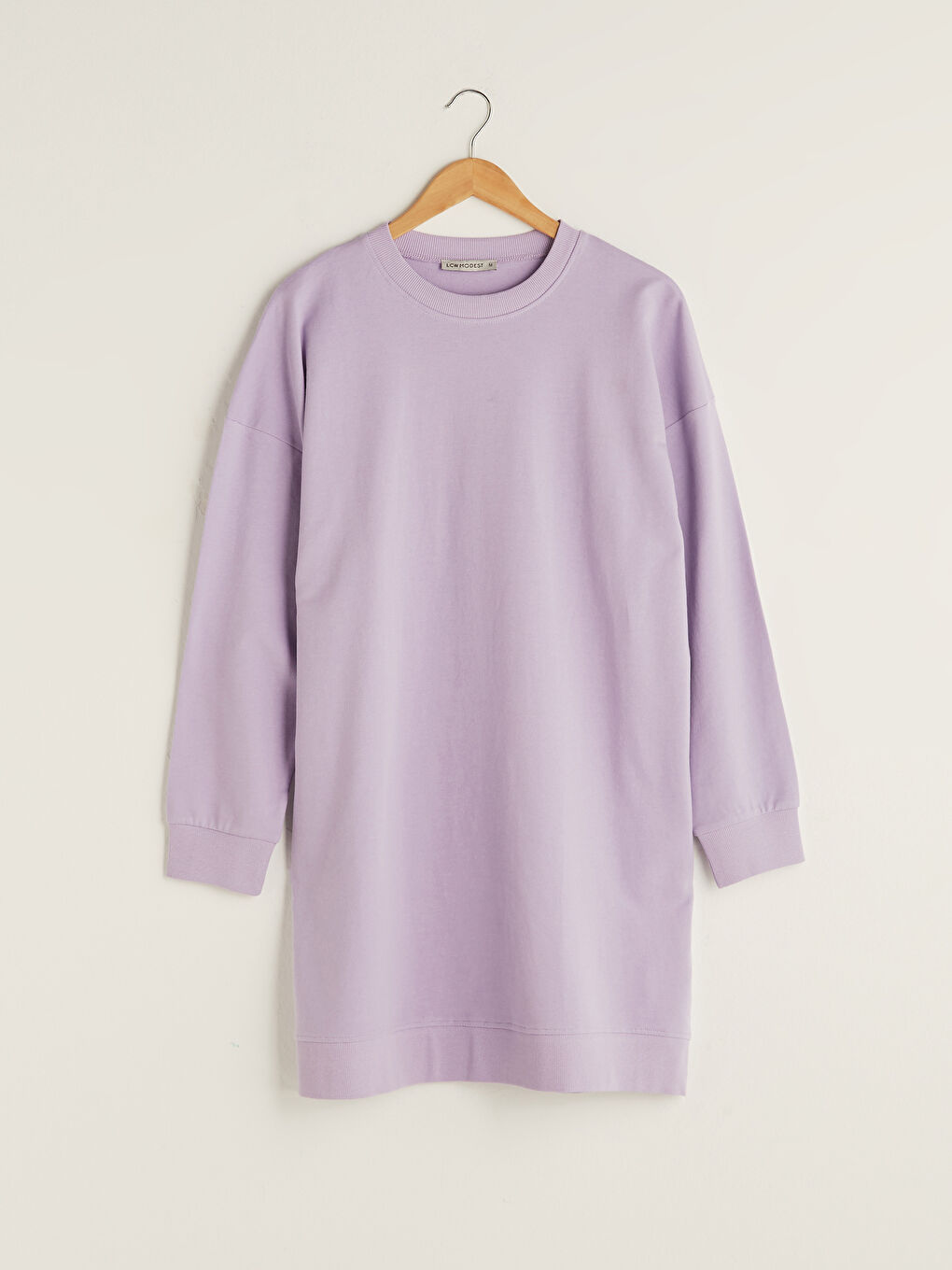 Crew Neck Plain Long Sleeve Women's Sweatshirt Tunic -S1ET17Z8-QTW