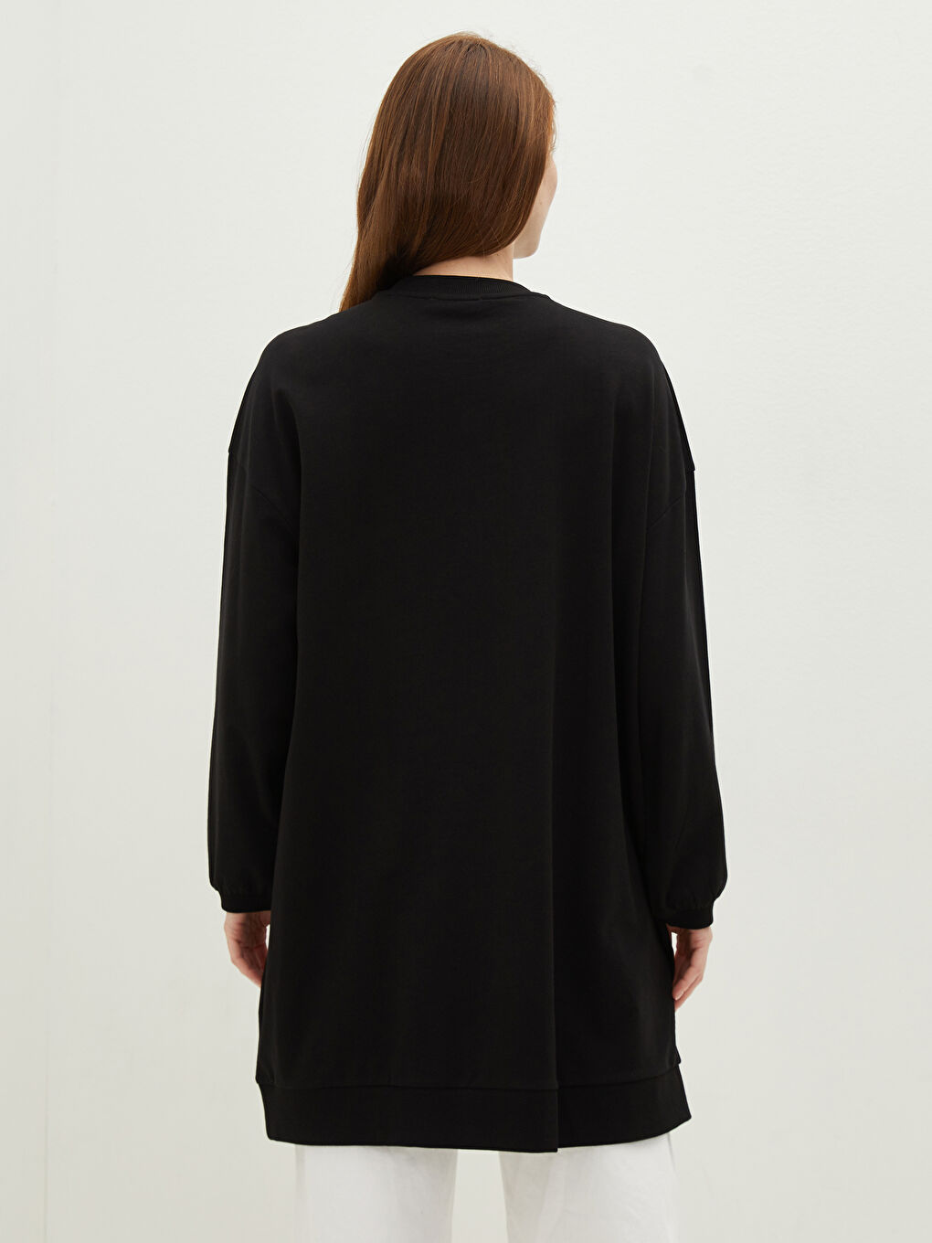 Crew Neck Plain Oversize Women's Sweatshirt Tunic -S1ET19Z8-CVL