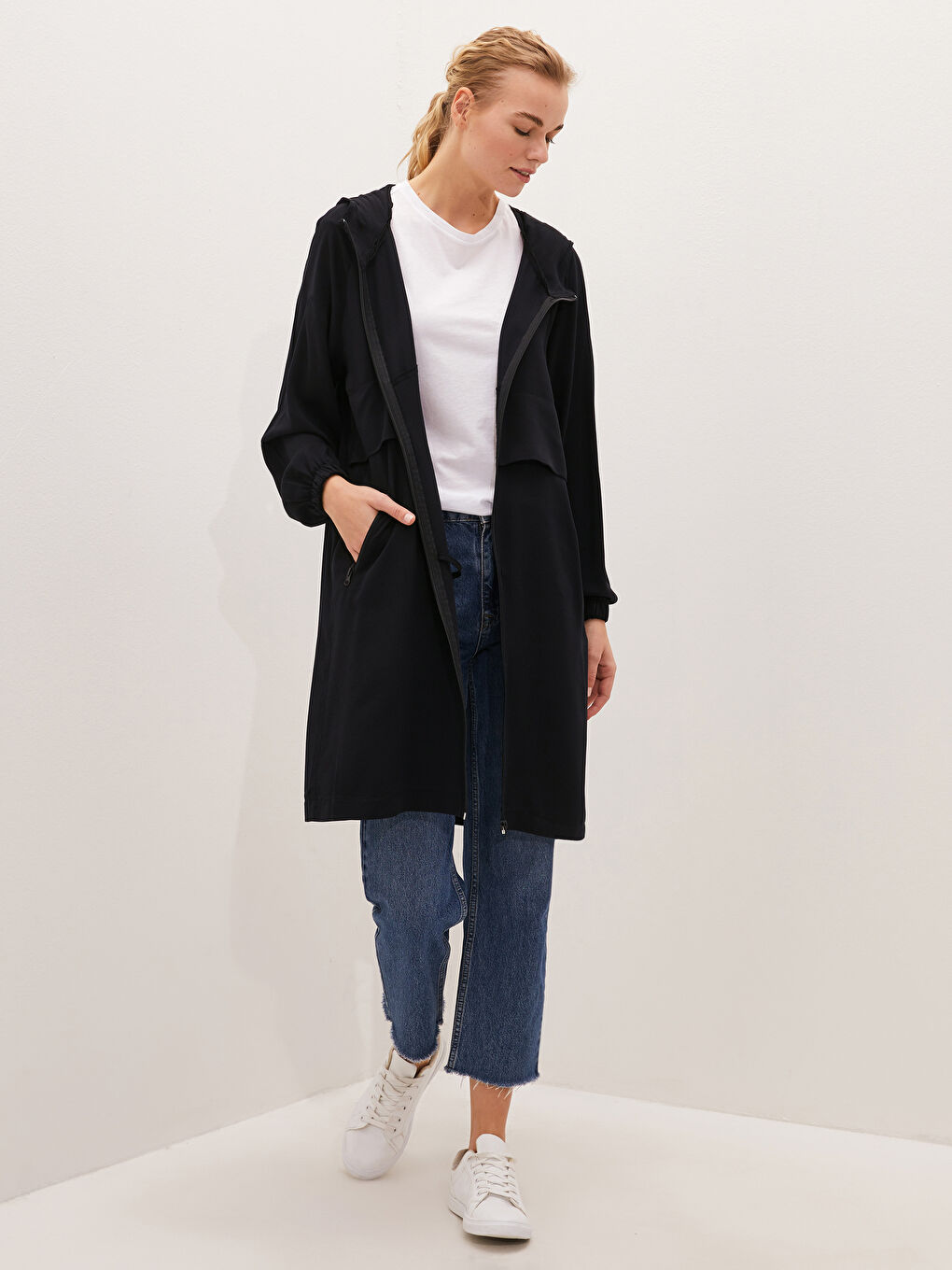 Hooded Regular Pocket Detailed Long Sleeve Women's Coat-3