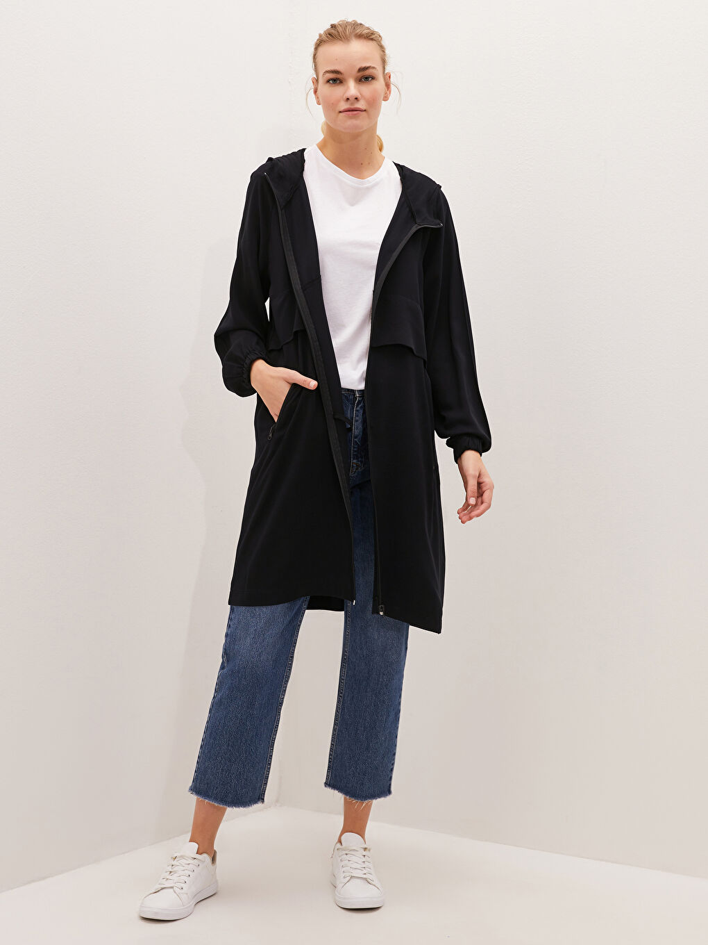 Hooded Regular Pocket Detailed Long Sleeve Women's Coat-5