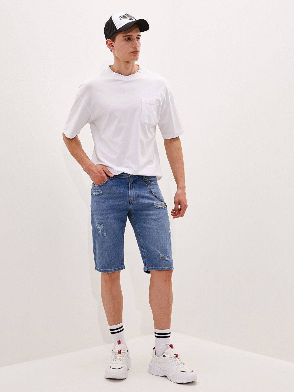 XSIDE Standard Fit Bermuda Men's Jean Shorts -S1ET46Z8-311