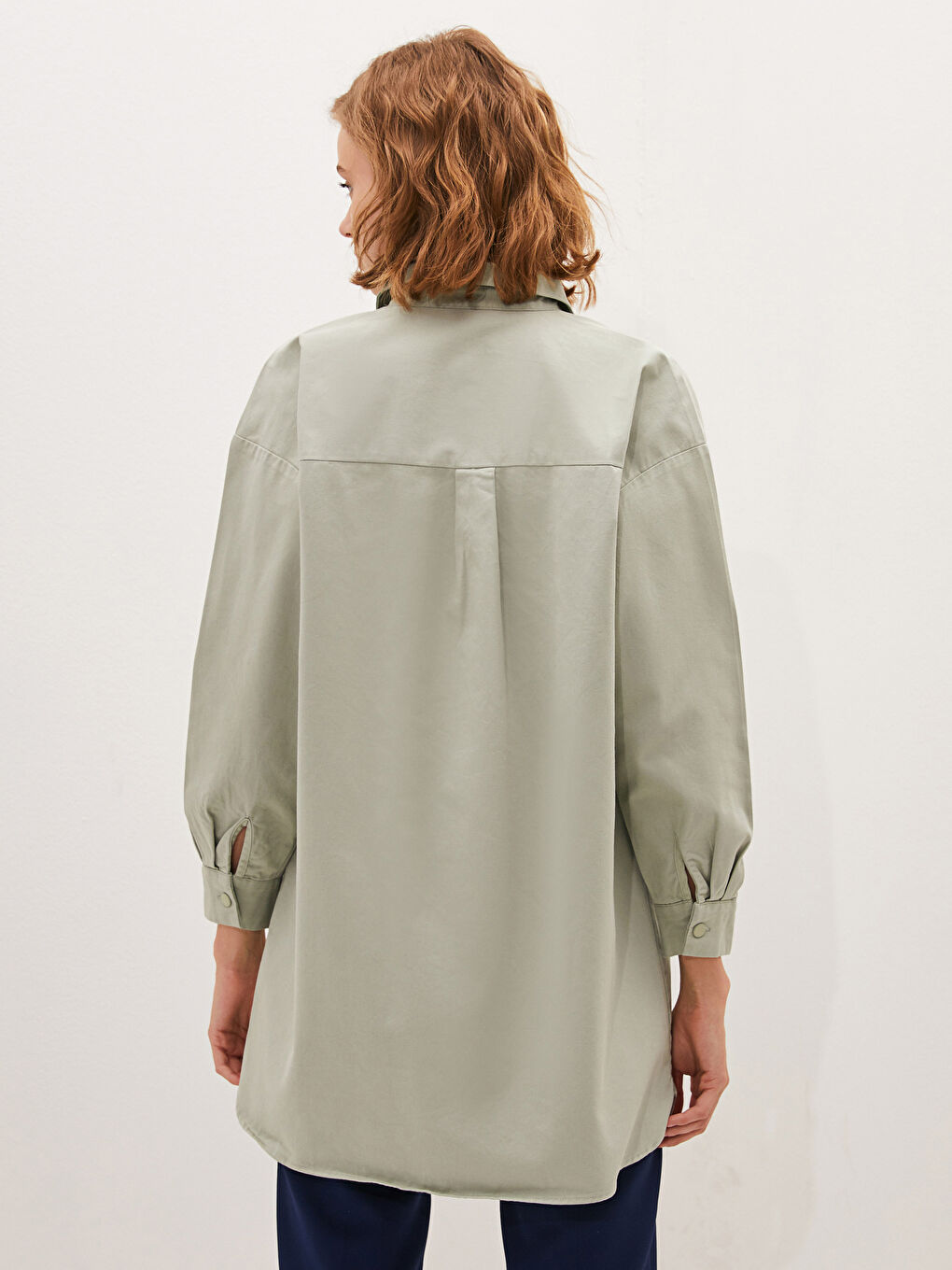 Tunică Cămașă Simplă cu Mânecă Lungă pentru Femei-3