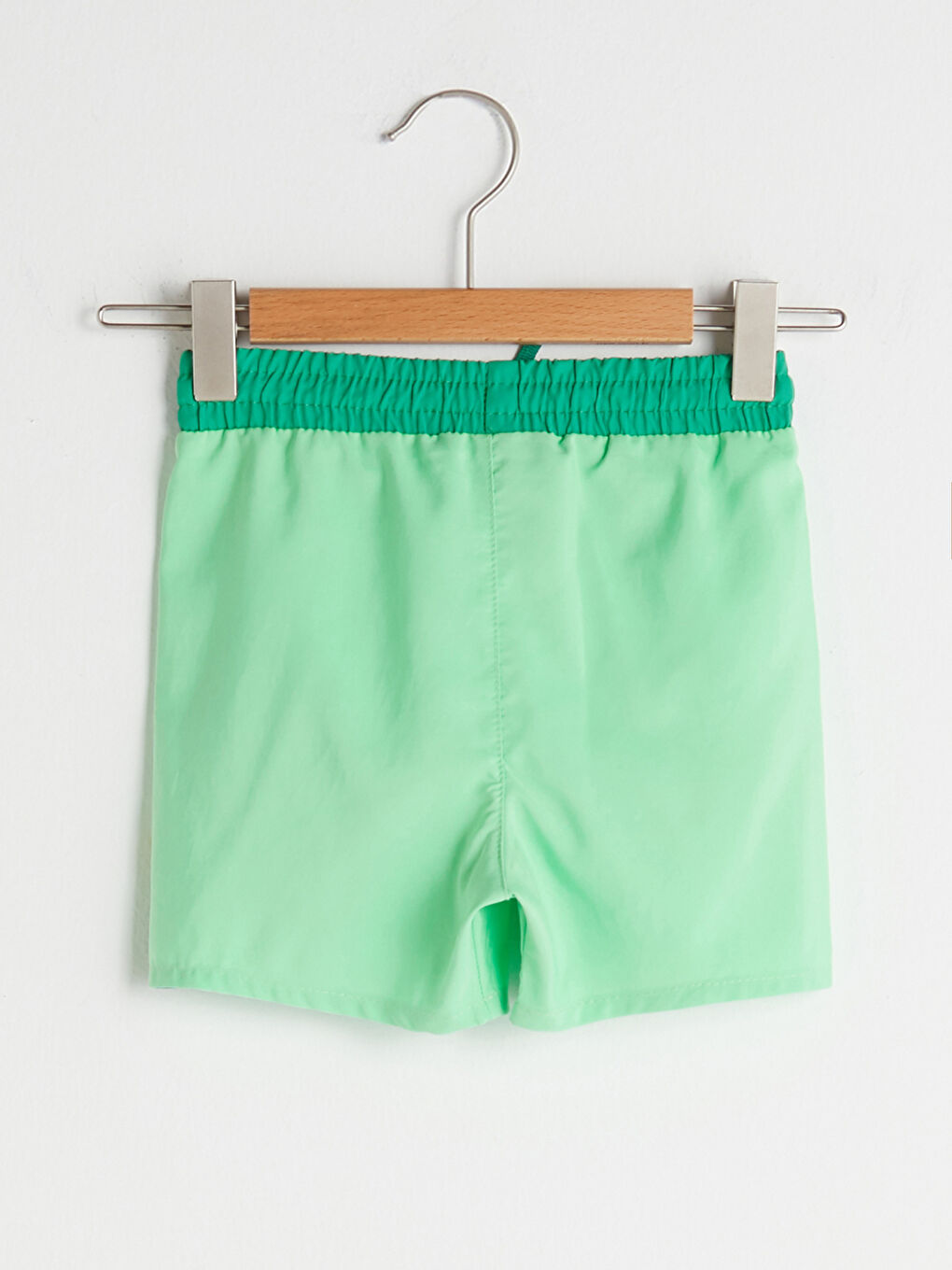 Yeşil Beli Lastikli Baskılı Erkek Bebek File Detaylı Deniz Şortu-1