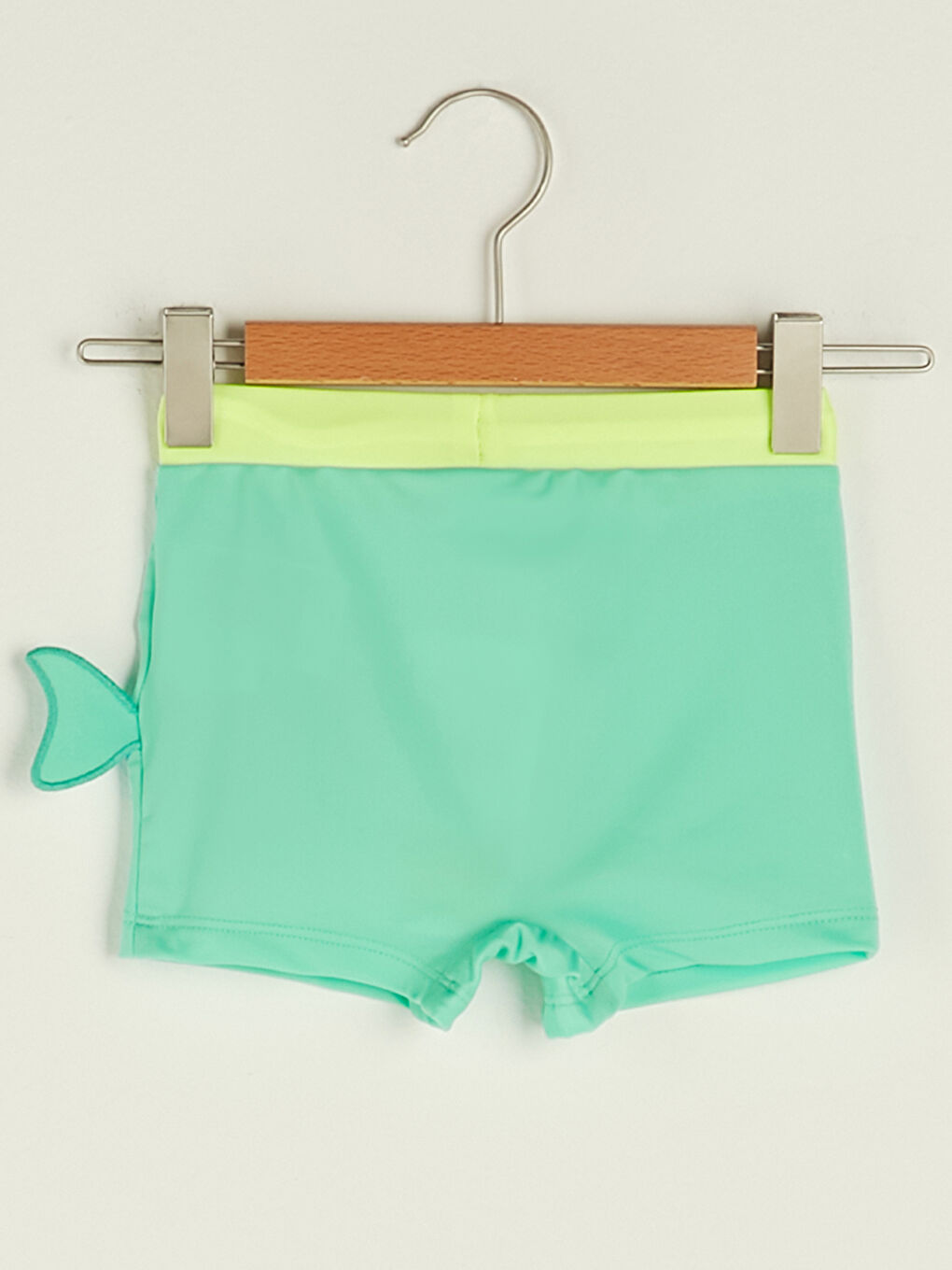 Yeşil Beli Lastikli Baskılı Erkek Bebek File Detaylı Deniz Şortu-1