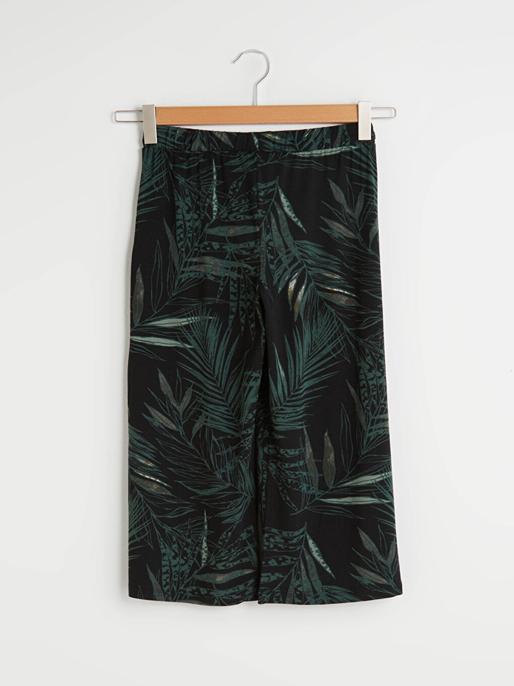 Yeşil Beli Lastikli Standart Fit Desenli Kadın Kapri-6