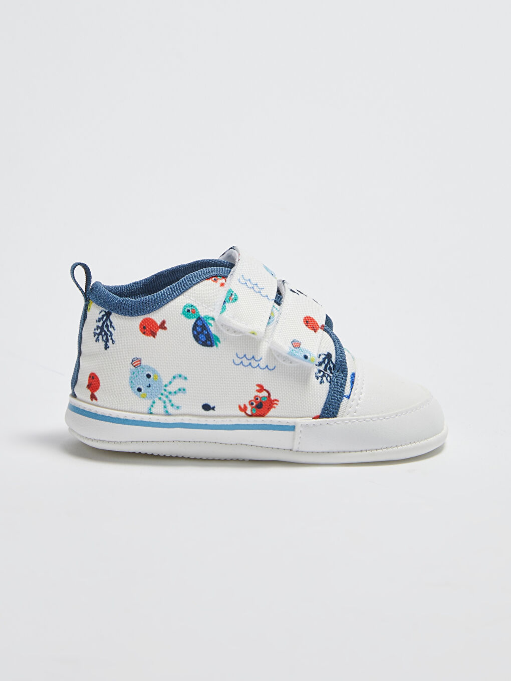 Beyaz Cırt Cırtlı Yürüme Öncesi Erkek Bebek Ev Ayakkabısı-1