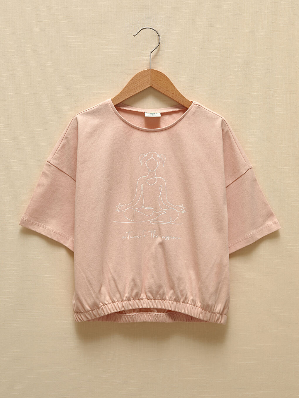 Crew Neck Printed Short Sleeve Girl's Sweatshirt