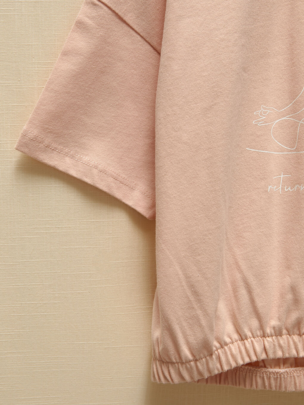 Crew Neck Printed Short Sleeve Girl's Sweatshirt-2