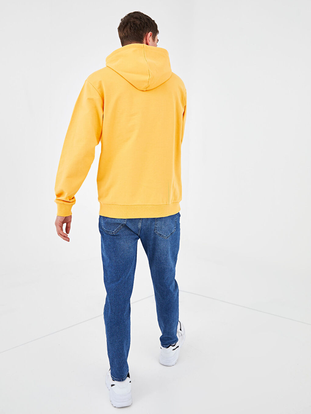 Sarı Uzun Kollu Stranger Things Baskılı Erkek Hoodie-2